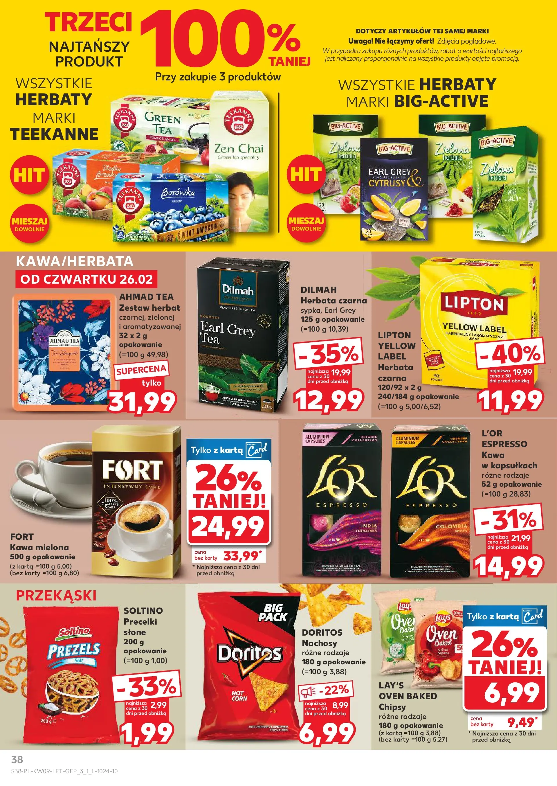 Kaufland gazetka od 26.02.2026 - od jutra PDF | Strona: 38 | Produkty: Karta, Doritos, Kawa, Herbata