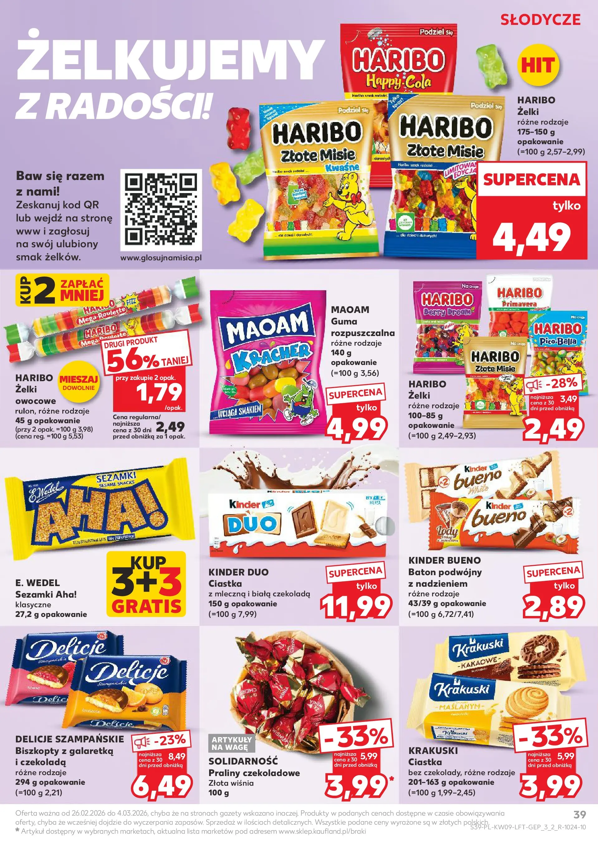 Kaufland gazetka od 26.02.2026 - od jutra PDF | Strona: 39 | Produkty: Galaretka, Kinder Bueno, Żelki, Ciastka