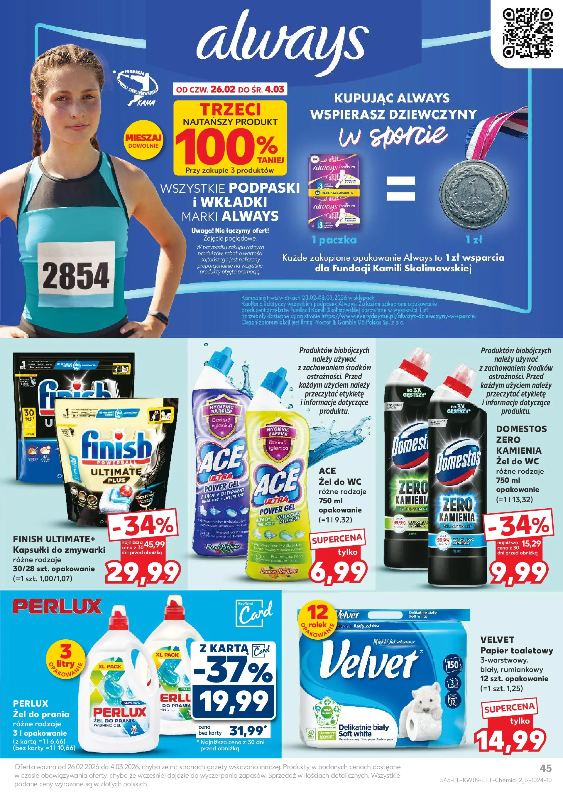 Kaufland gazetka od 26.02.2026 - od jutra PDF | Strona: 45 | Produkty: Karta, Papier toaletowy, Detergent, Kapsułki do zmywarki