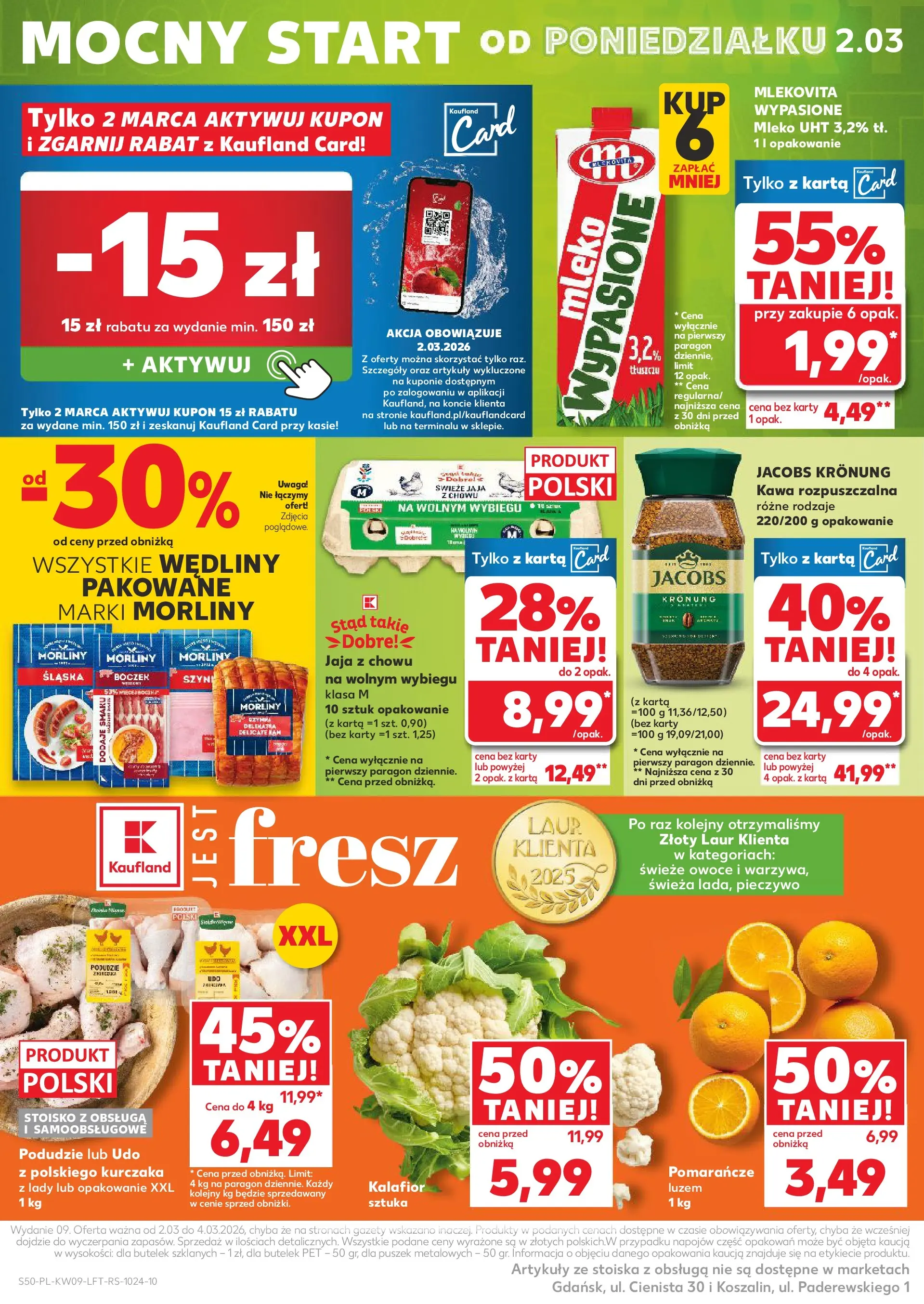 Kaufland gazetka od 26.02.2026 - od jutra PDF | Strona: 50 | Produkty: Karta, Kalafior, Boczek, Kawa