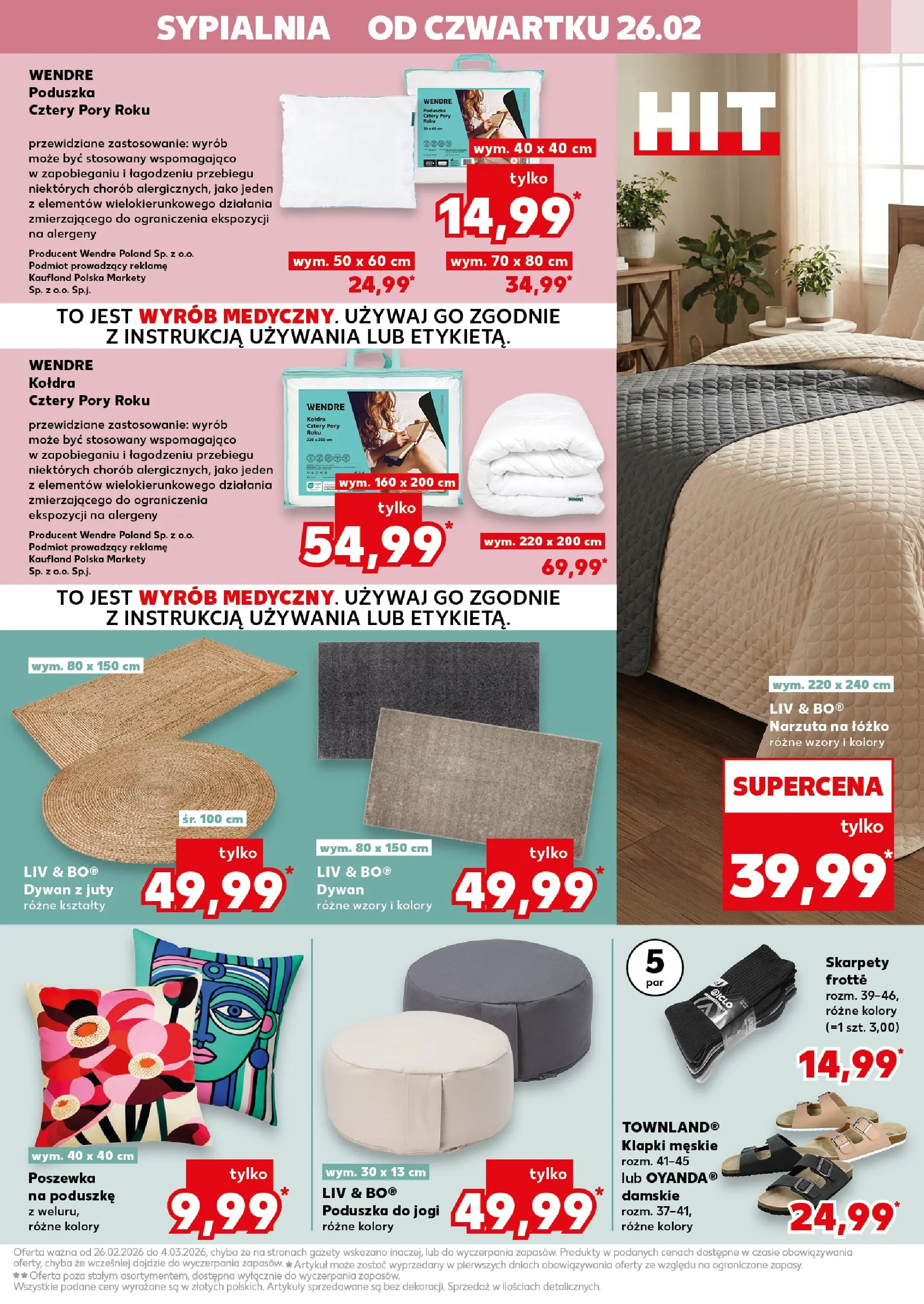 Kaufland gazetka - Mega okazje od 26.02.2026 - od jutra PDF | Strona: 11 | Produkty: Skarpety, Klapki, Poduszka, Dywan