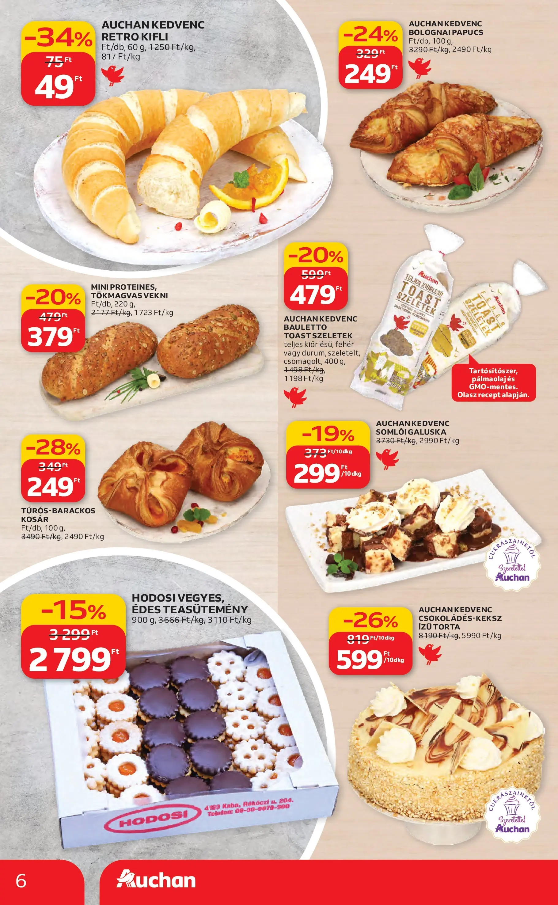 Auchan Akciós újság Kecskemét - 2026.02.26. -tól/töl > akció, lapozható szórólap 🛍️ | Oldal: 6 | Termékek: Torta, Telefon, Kifli, Kosár