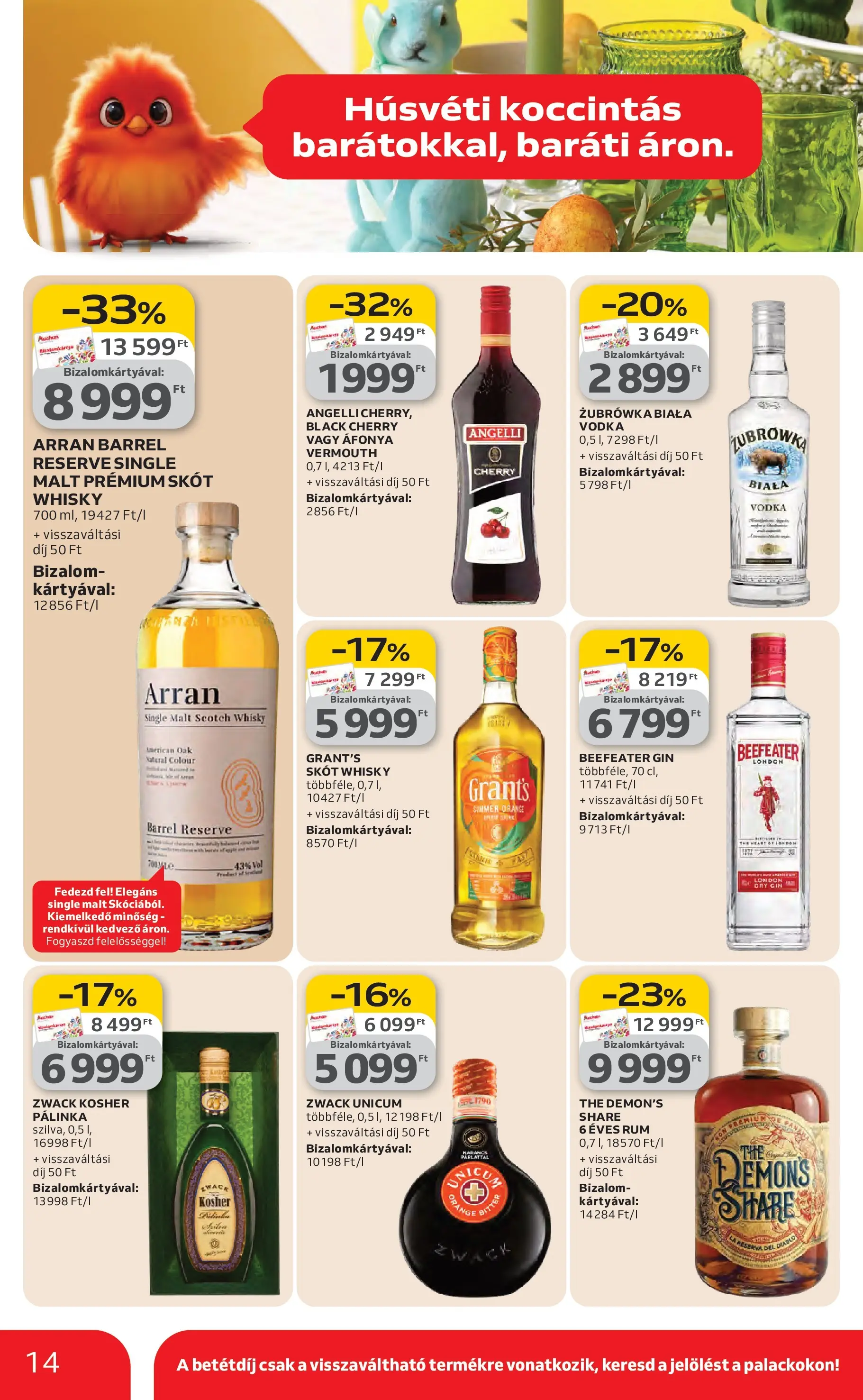 Auchan Akciós újság Kecskemét - 2026.02.26. -tól/töl > akció, lapozható szórólap 🛍️ | Oldal: 14 | Termékek: Rum, Gin, Vodka, Whisky