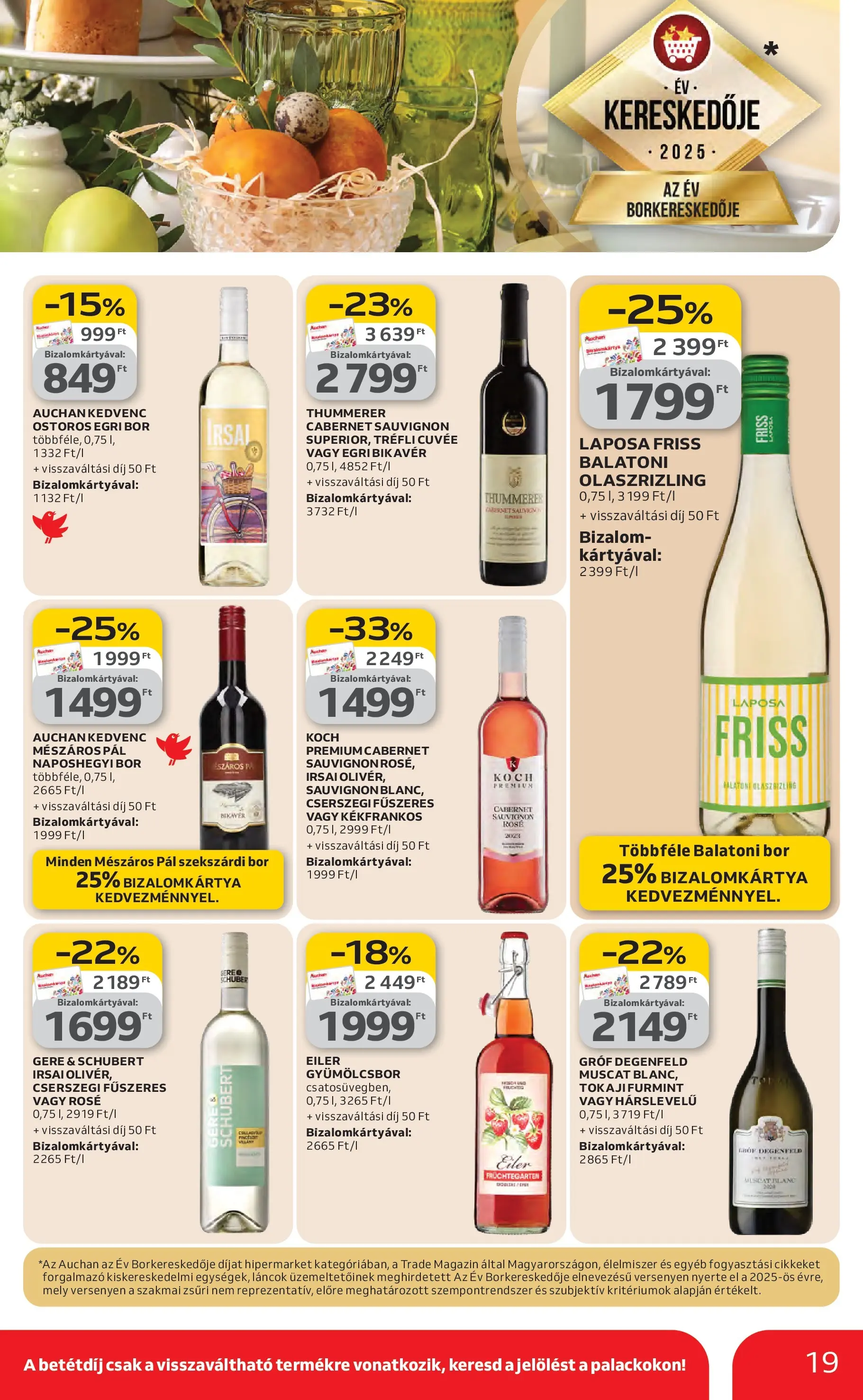 Auchan Akciós újság Kecskemét - 2026.02.26. -tól/töl > akció, lapozható szórólap 🛍️ | Oldal: 19 | Termékek: Bor