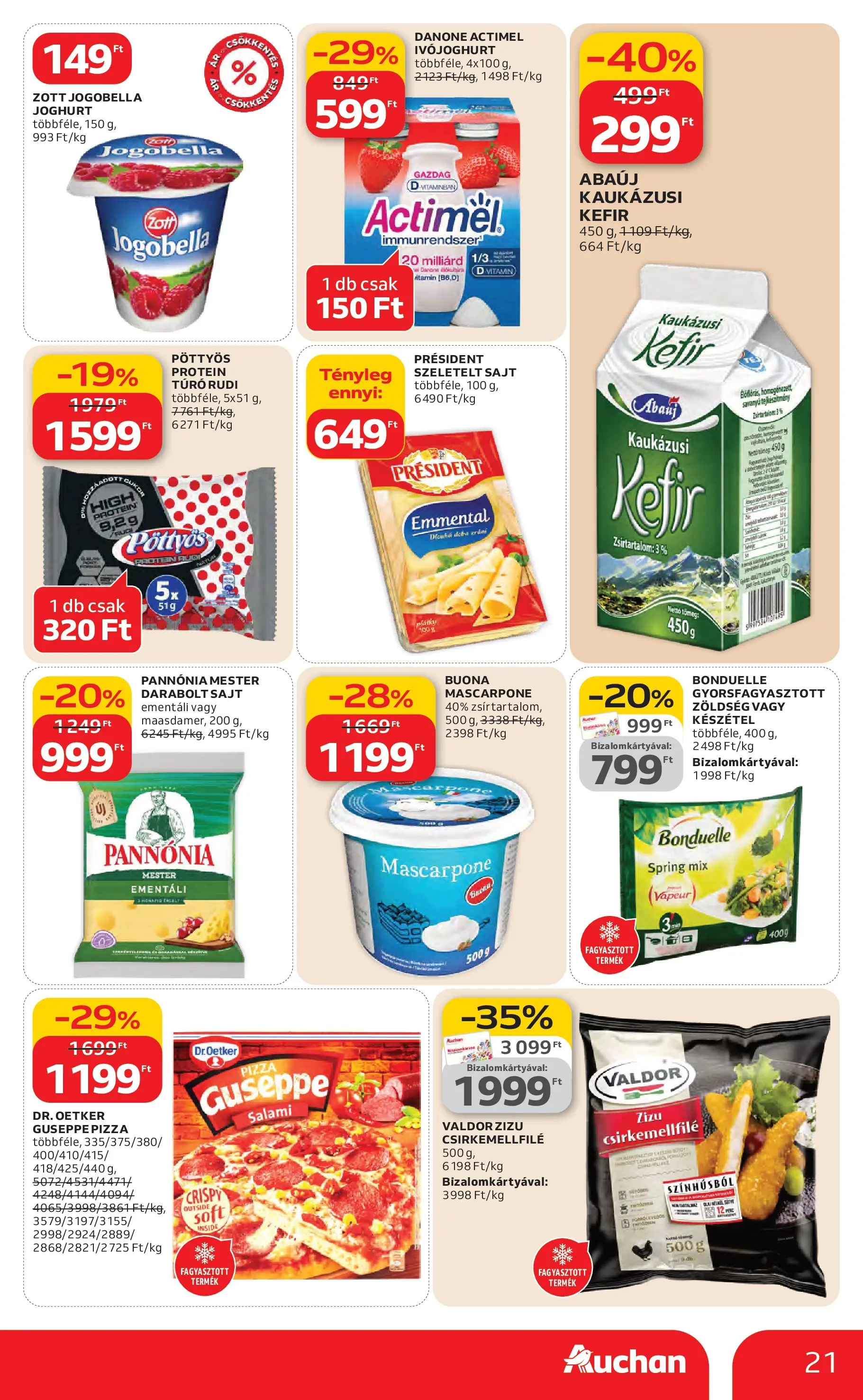 Auchan Akciós újság Kecskemét - 2026.02.26. -tól/töl > akció, lapozható szórólap 🛍️ | Oldal: 21 | Termékek: Túró rudi, Kaukázusi kefír, Túró, Szeletelt sajt