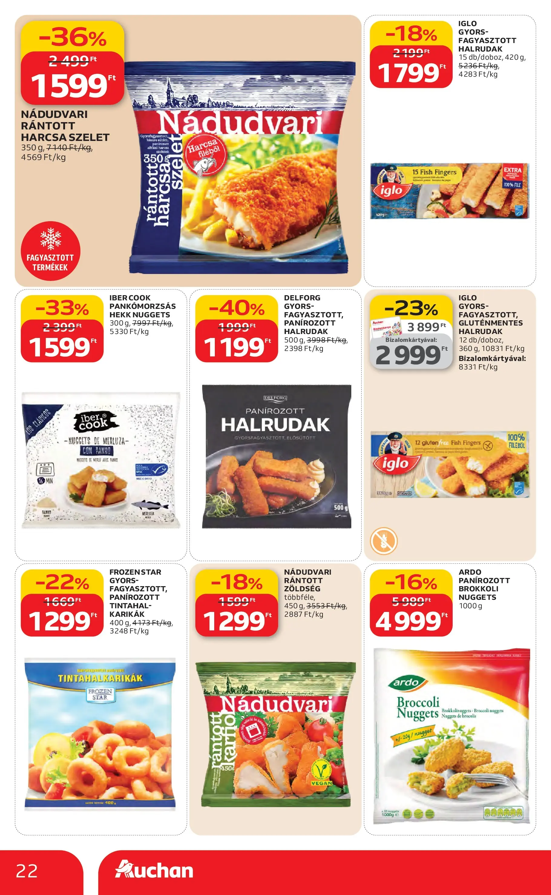 Auchan Akciós újság Kecskemét - 2026.02.26. -tól/töl > akció, lapozható szórólap 🛍️ | Oldal: 22 | Termékek: Nuggets, Zöldség, Vegán, Brokkoli