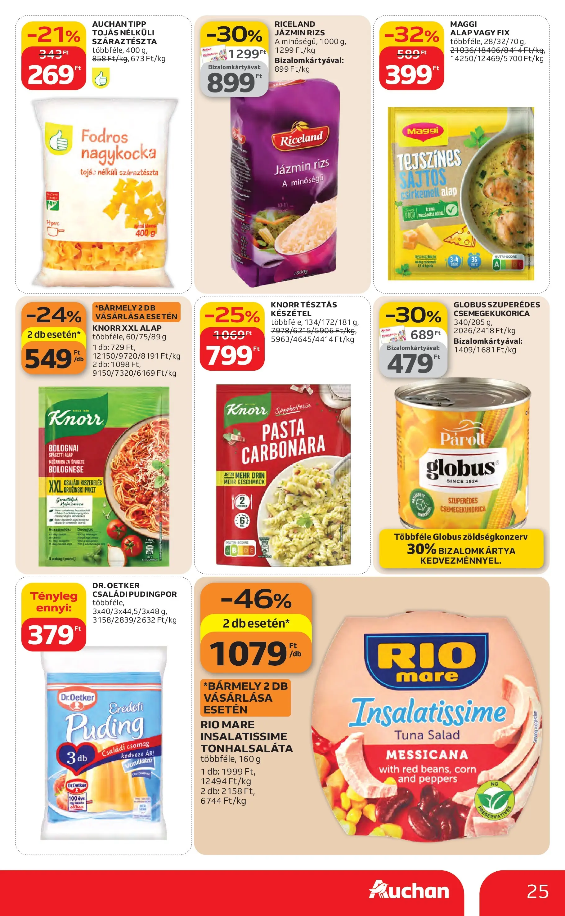 Auchan Akciós újság Kecskemét - 2026.02.26. -tól/töl > akció, lapozható szórólap 🛍️ | Oldal: 25 | Termékek: Spagetti, Csemegekukorica, Jázmin rizs, Készétel