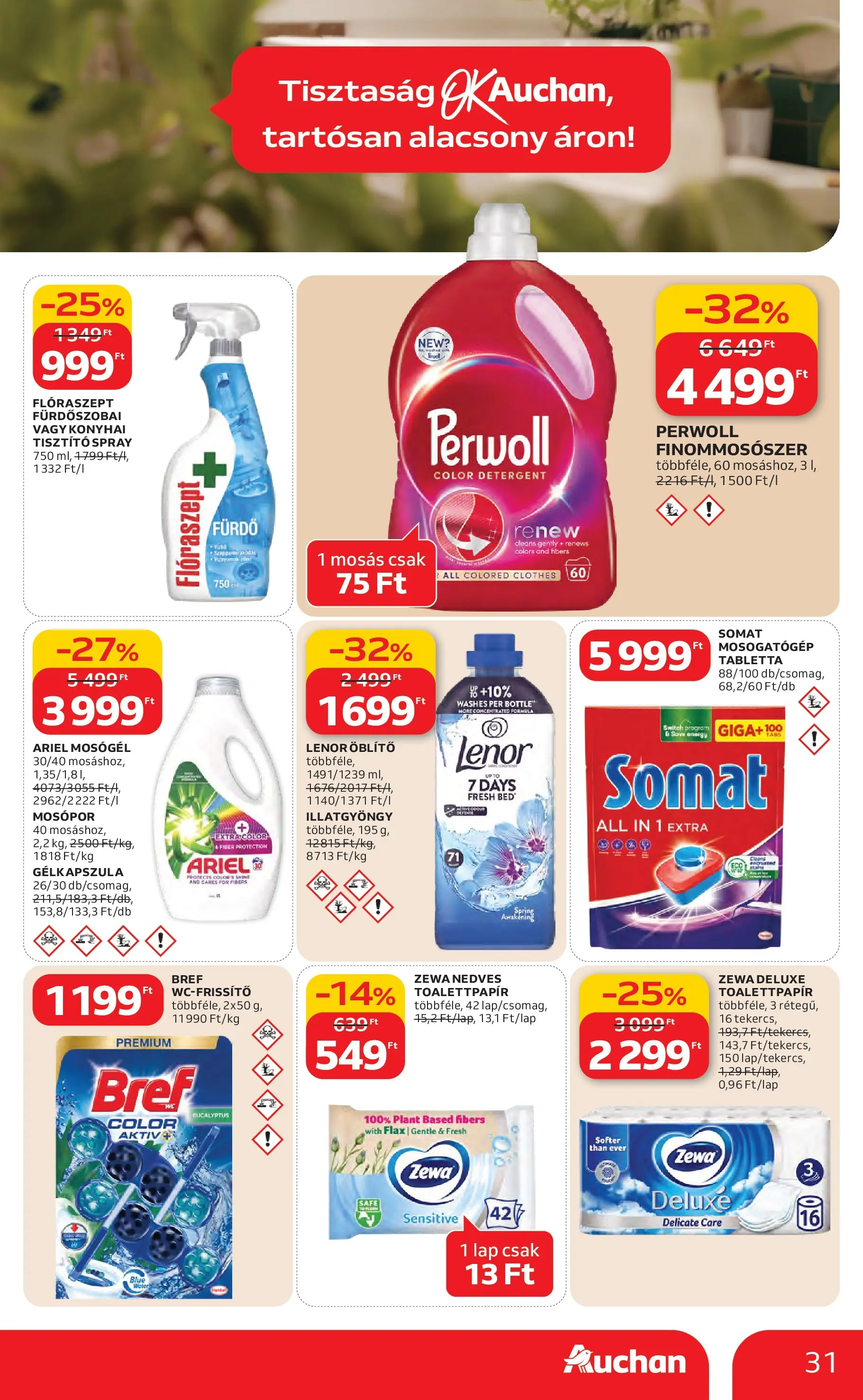 Auchan Akciós újság Kecskemét - 2026.02.26. -tól/töl > akció, lapozható szórólap 🛍️ | Oldal: 31 | Termékek: Mosogatógép, Mosógél, Öblítő, Mosogatógép tabletta