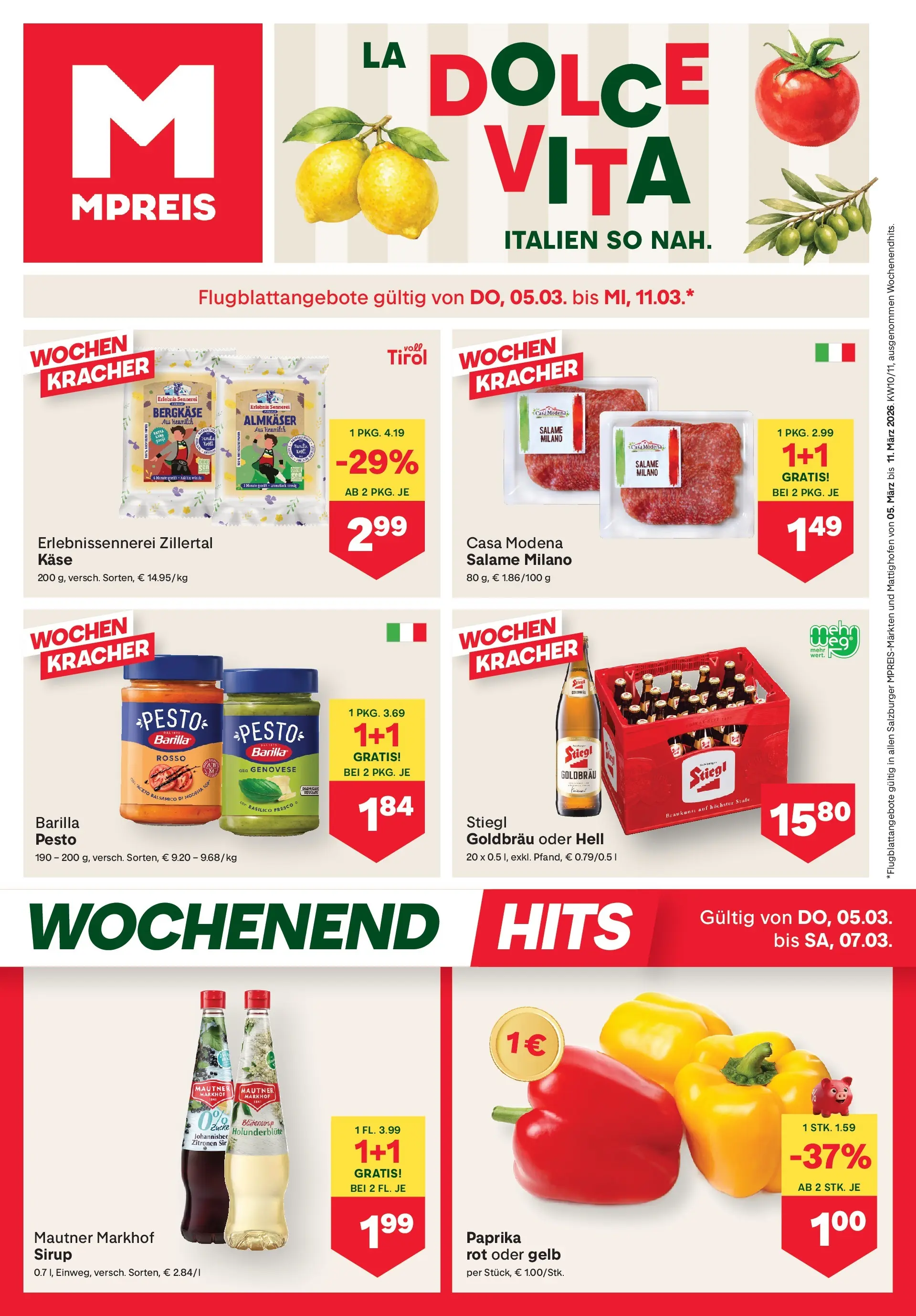 MPREIS Saalbach von 04.03.2026 - Aktuelle Angebote | Seite: 1 | Produkte: Käse