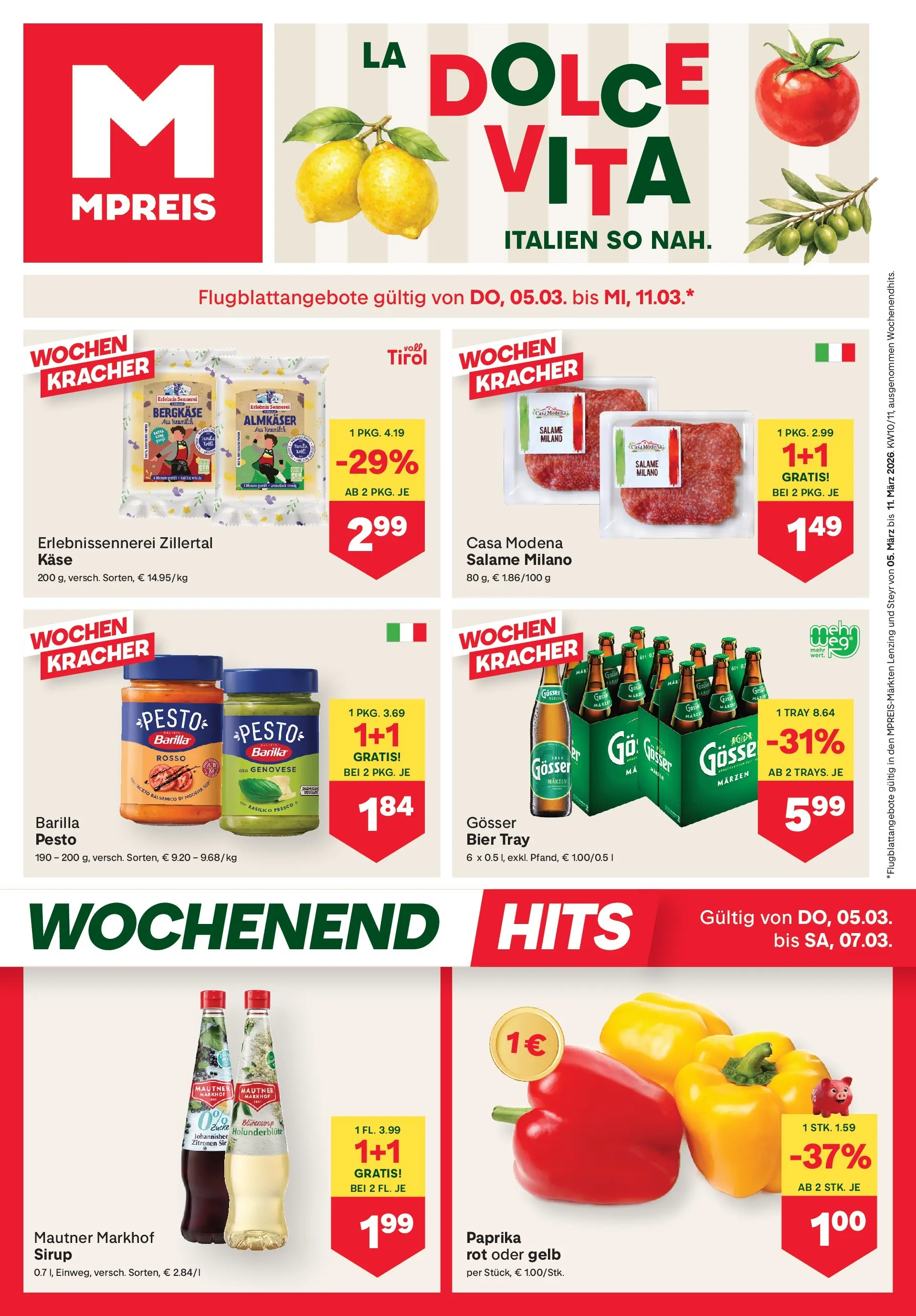 MPREIS Steyr von 04.03.2026 - Aktuelle Angebote | Seite: 1 | Produkte: Käse, Bier