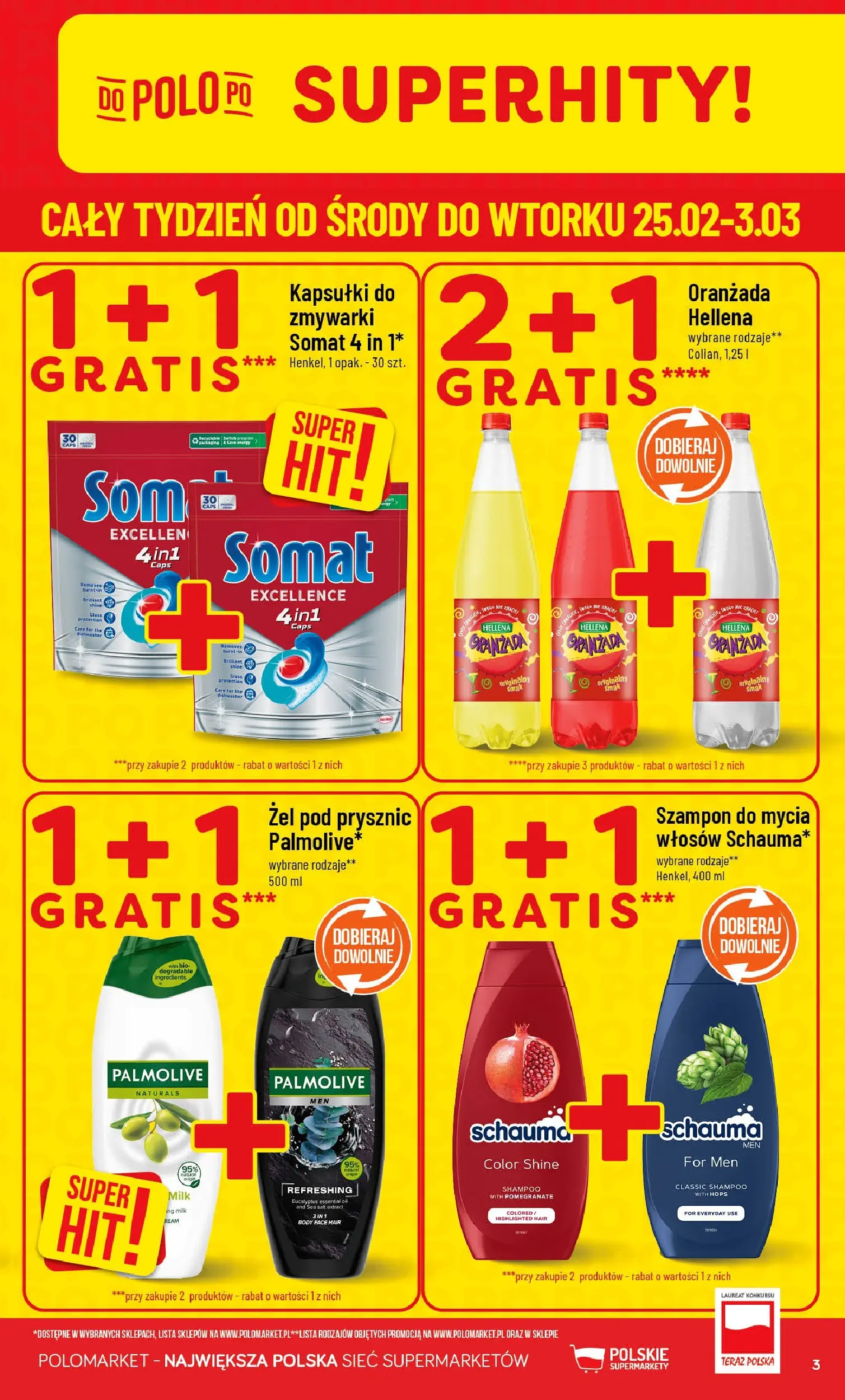 Nowa POLOmarket gazetka od jutra 25.02.2026 (PDF) | Strona: 3 | Produkty: Prysznic, Szampon, Body, Żel pod prysznic