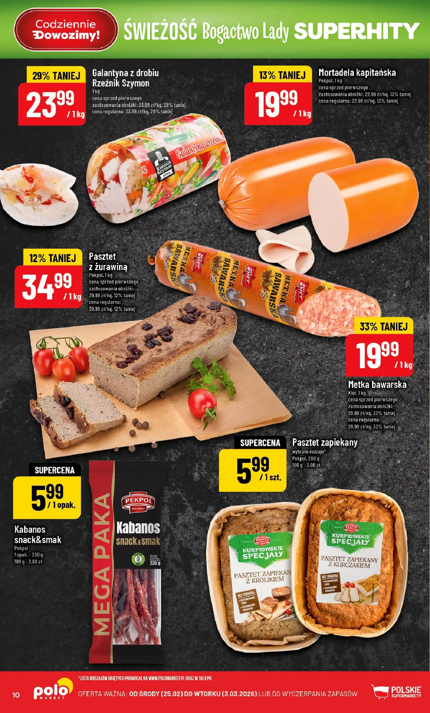 Nowa POLOmarket gazetka od jutra 25.02.2026 (PDF) | Strona: 10 | Produkty: Mortadela, Żurawina