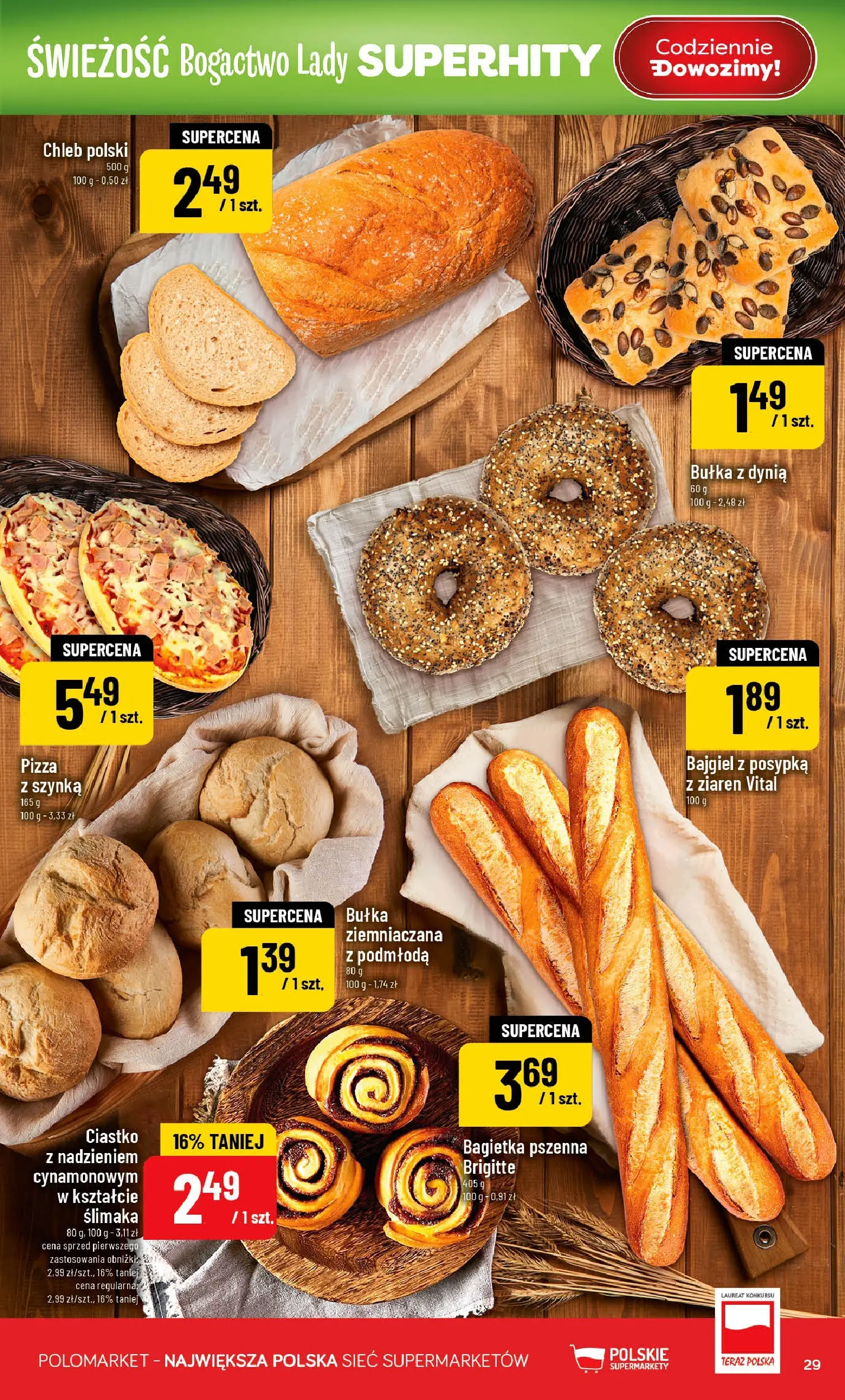 Nowa POLOmarket gazetka od jutra 25.02.2026 (PDF) | Strona: 29 | Produkty: Dynia, Szynka, Bułka, Pizza