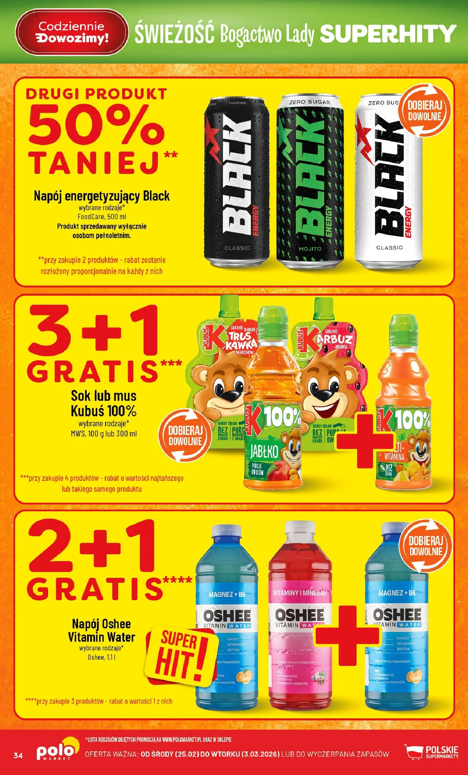 Nowa POLOmarket gazetka od jutra 25.02.2026 (PDF) | Strona: 34 | Produkty: Sok, Banan