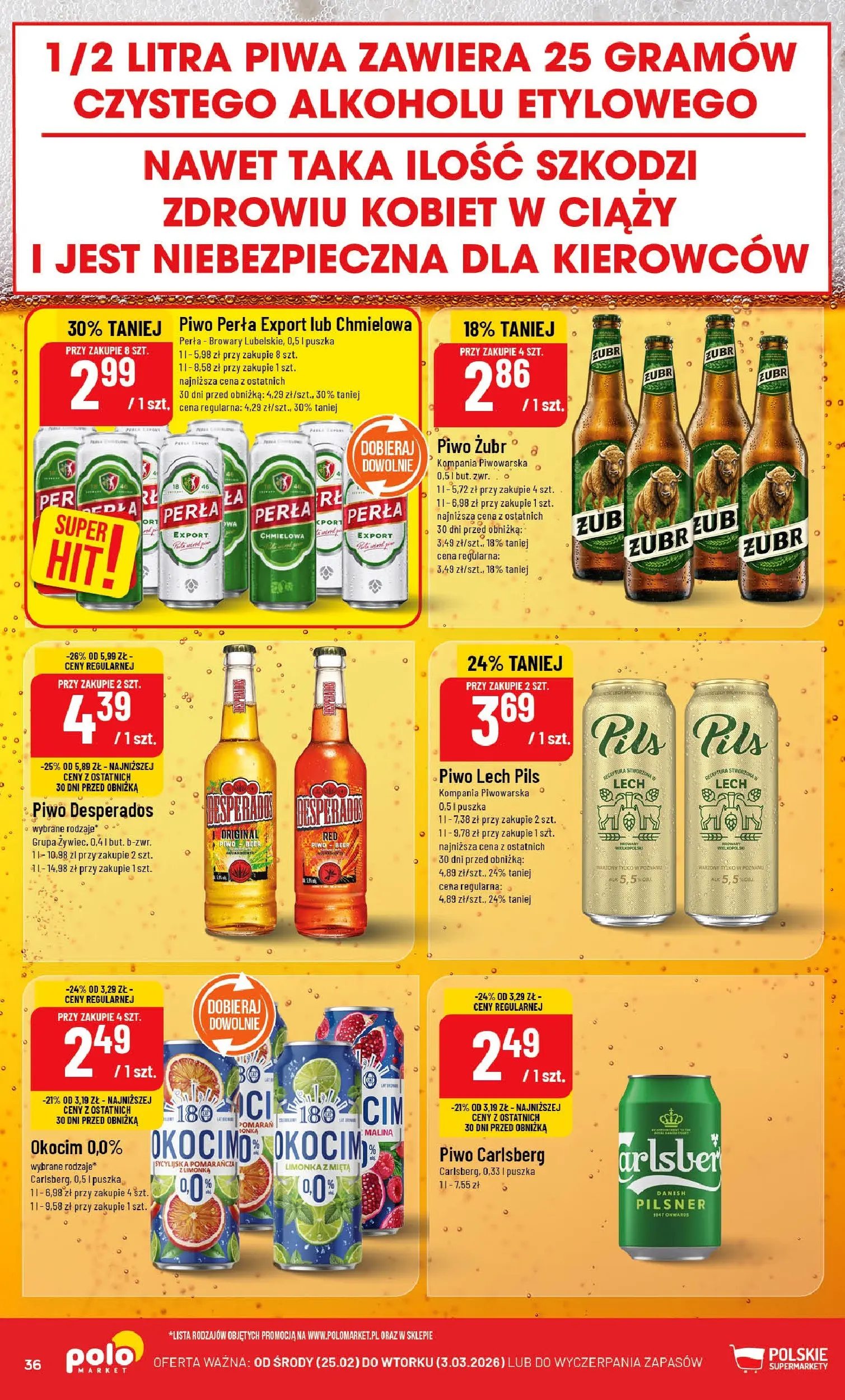 Nowa POLOmarket gazetka od jutra 25.02.2026 (PDF) | Strona: 36 | Produkty: Mięta, Piwo Desperados, Piwo Carlsberg, Piwo