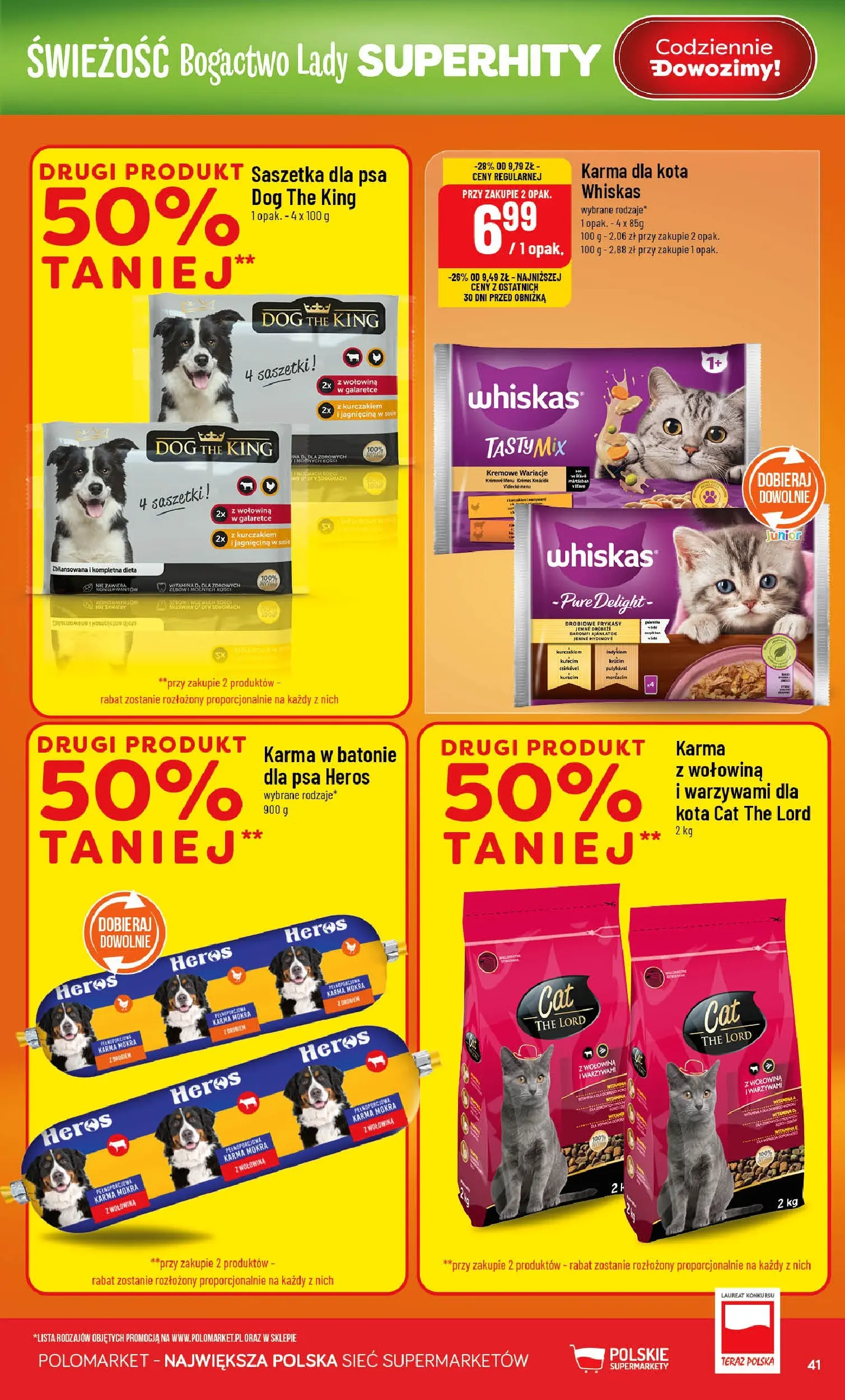 Nowa POLOmarket gazetka od jutra 25.02.2026 (PDF) | Strona: 41 | Produkty: Jagnięcina, Karma dla kota, Karma dla psa, Wołowina
