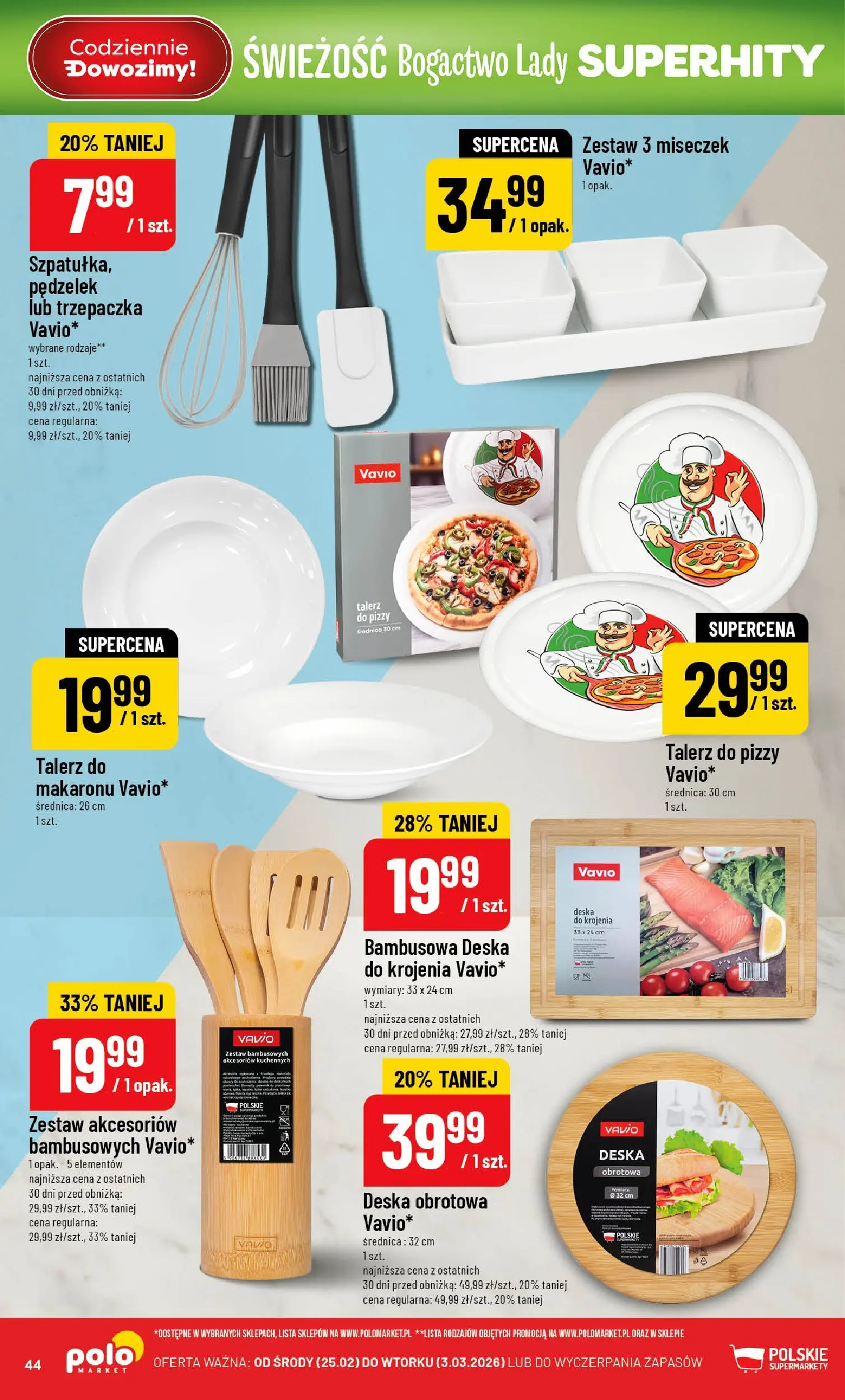 Nowa POLOmarket gazetka od jutra 25.02.2026 (PDF) | Strona: 44 | Produkty: Trzepaczka, Deska do krojenia
