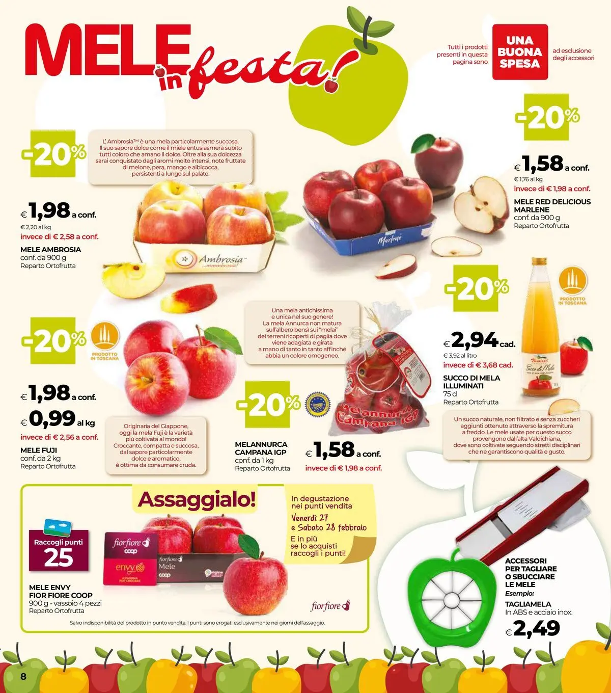 Volantino COOP Anteprima dal ﻿26/02/2026 > NUOVO Promozioni | Pagina: 8 | Prodotti: Succo, Mele, Mango, Vassoio