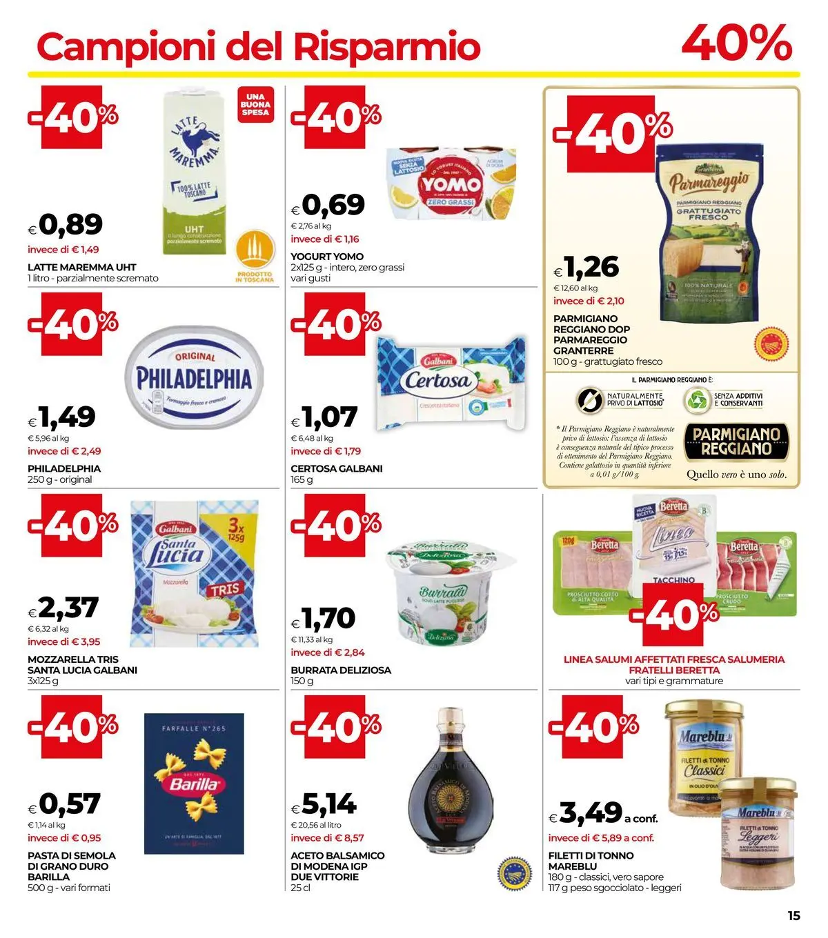 Volantino COOP Anteprima dal ﻿26/02/2026 > NUOVO Promozioni | Pagina: 15 | Prodotti: Tacchino, Latte, Pasta, Parmigiano