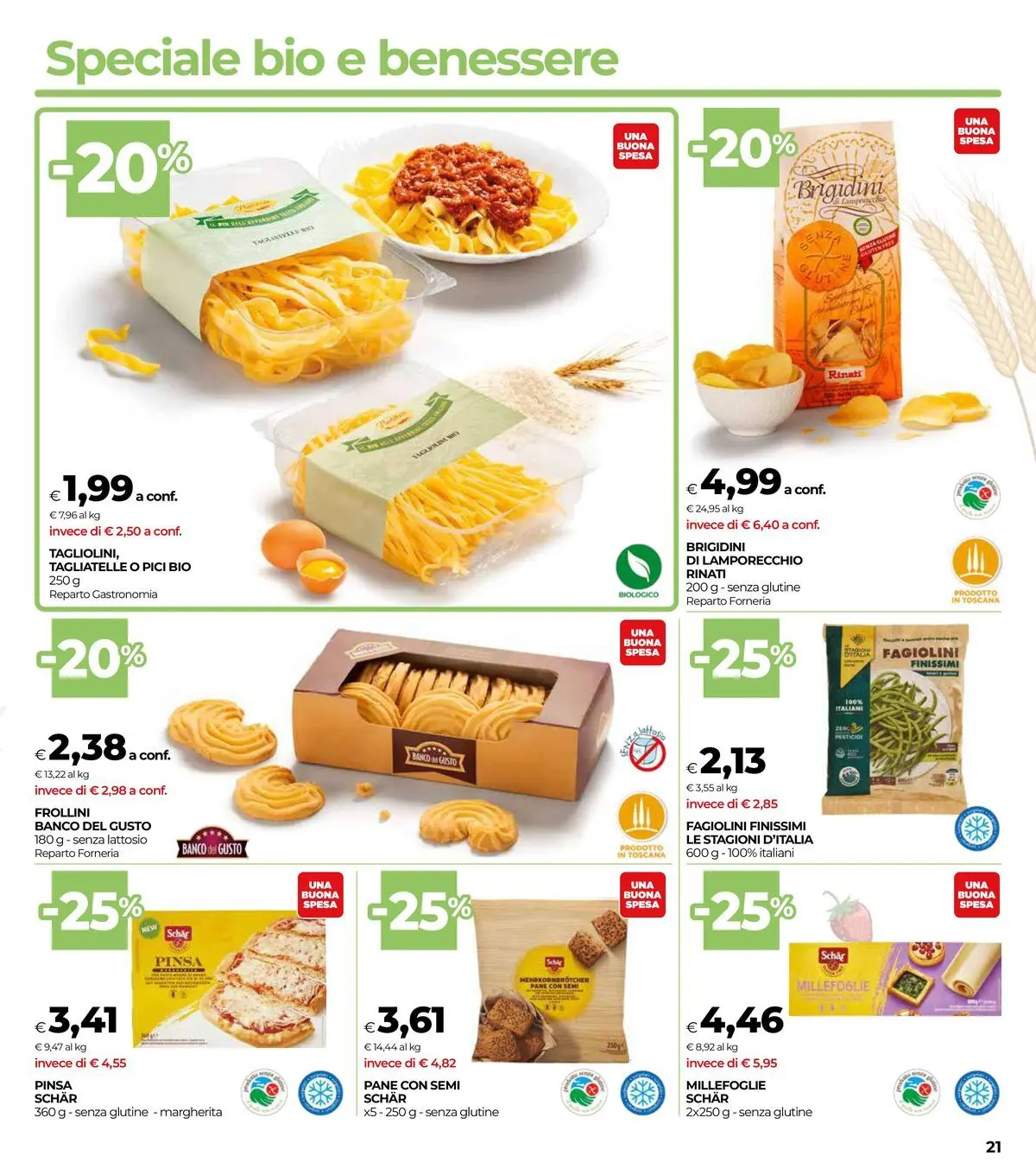Volantino COOP Anteprima dal ﻿26/02/2026 > NUOVO Promozioni | Pagina: 21 | Prodotti: Pane, Tagliatelle, Fagiolini, Frollini