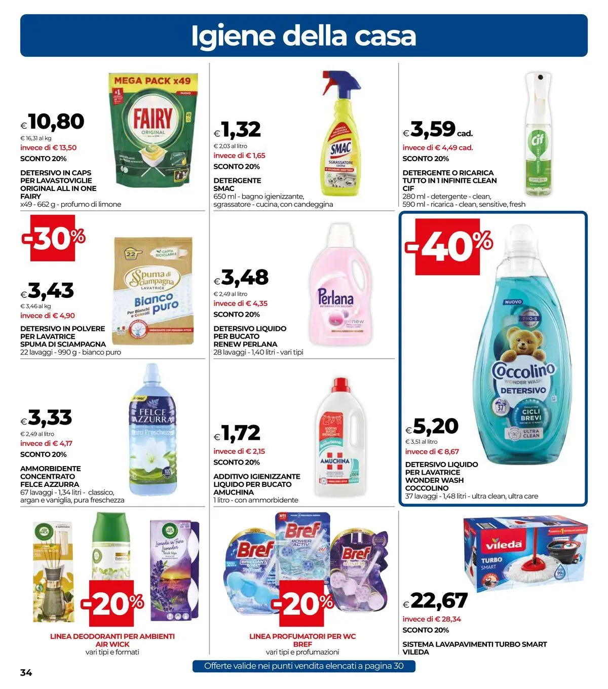 Volantino COOP Anteprima dal ﻿26/02/2026 > NUOVO Promozioni | Pagina: 34 | Prodotti: Ammorbidente, Detergente, Sgrassatore, Bagno