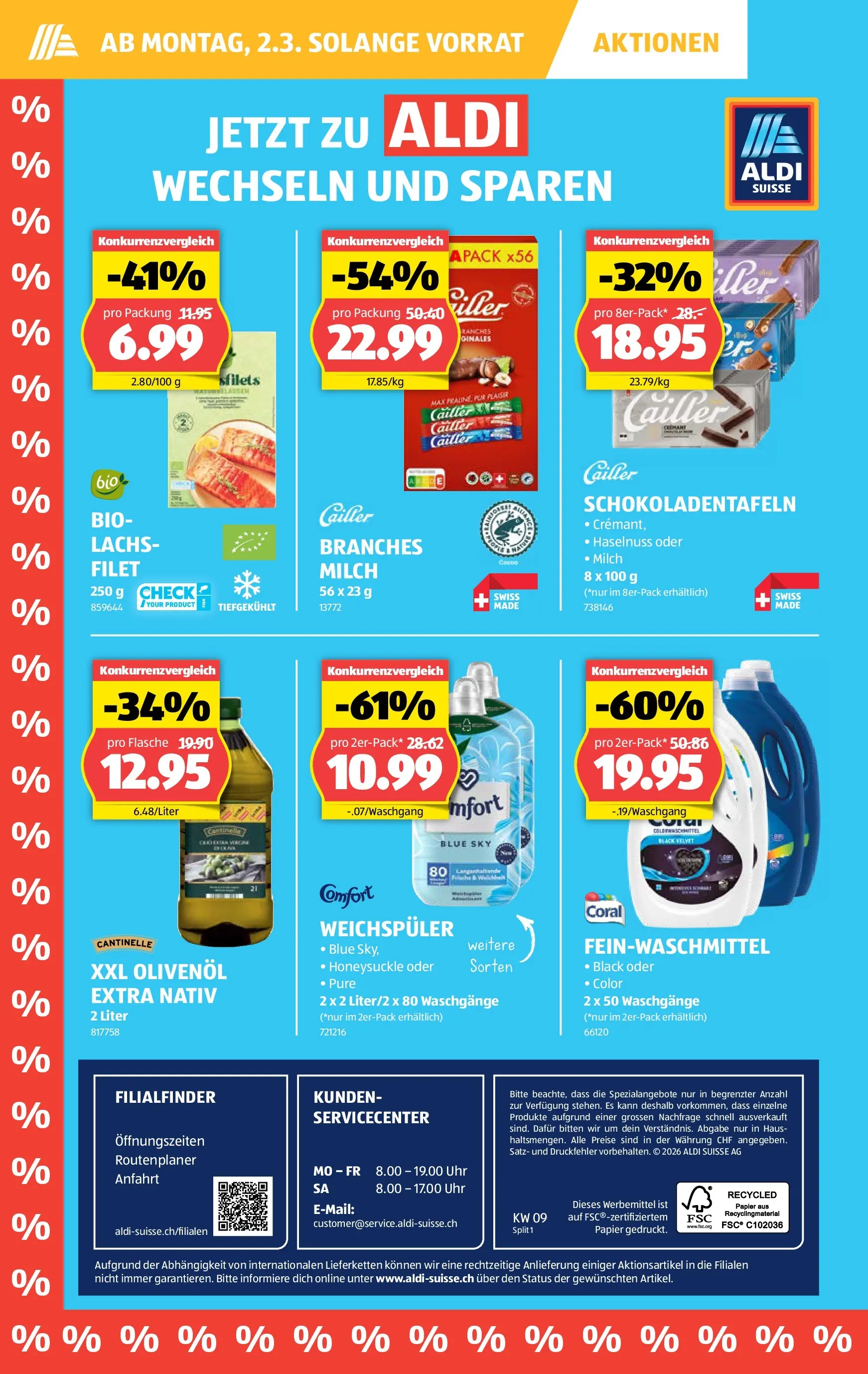 Aldi Aktionen (26.02.2026 - 04.03.2026) - Prospekt | Seite: 36 | Produkte: Weichspüler, Milch, Lachs, Uhr
