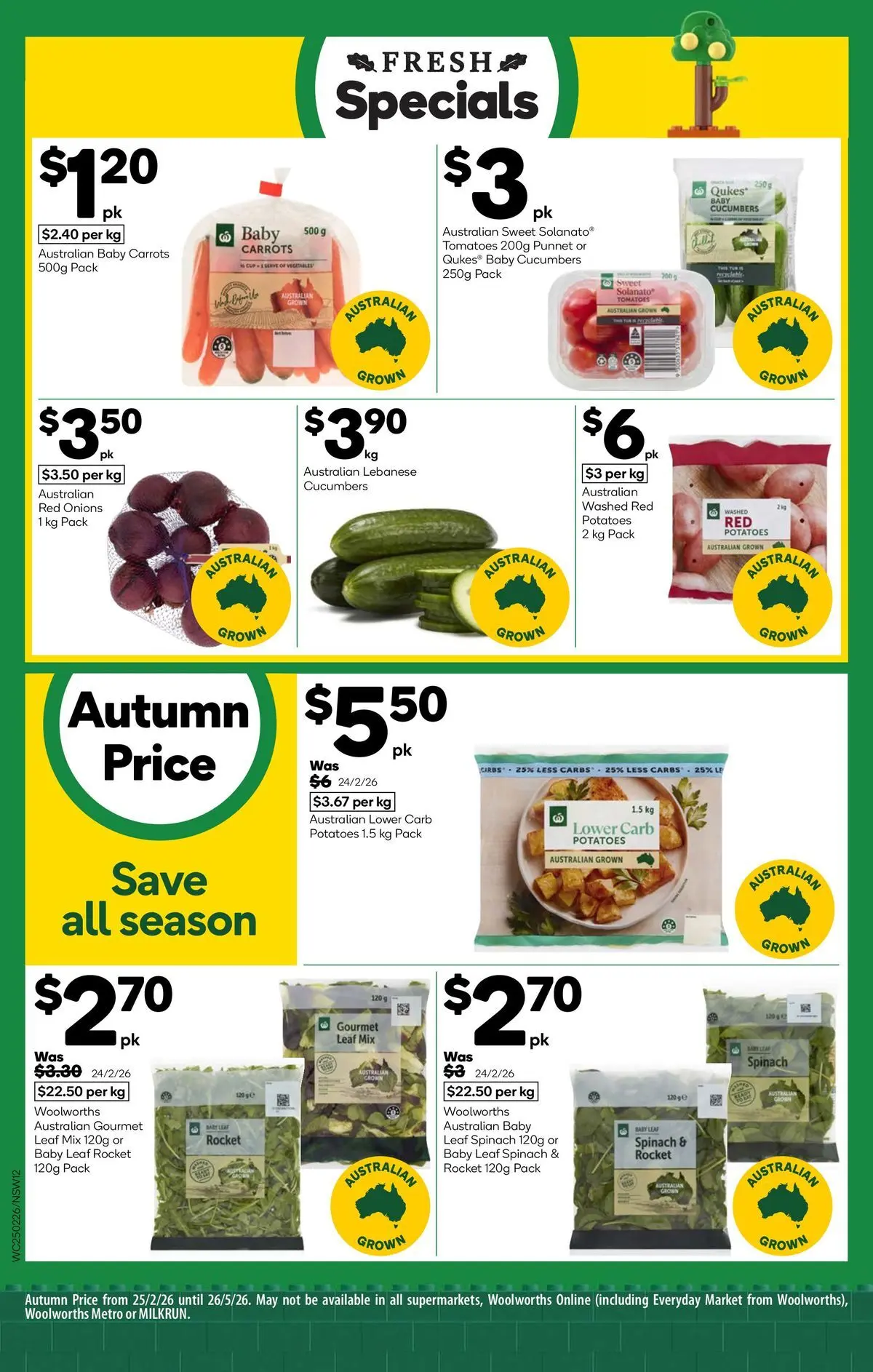 ﻿Woolworths catalogue valid from 24/02/2026 > Online Australia | Page: 12 | Products: Carrots, Rocket, Onions, Spinach