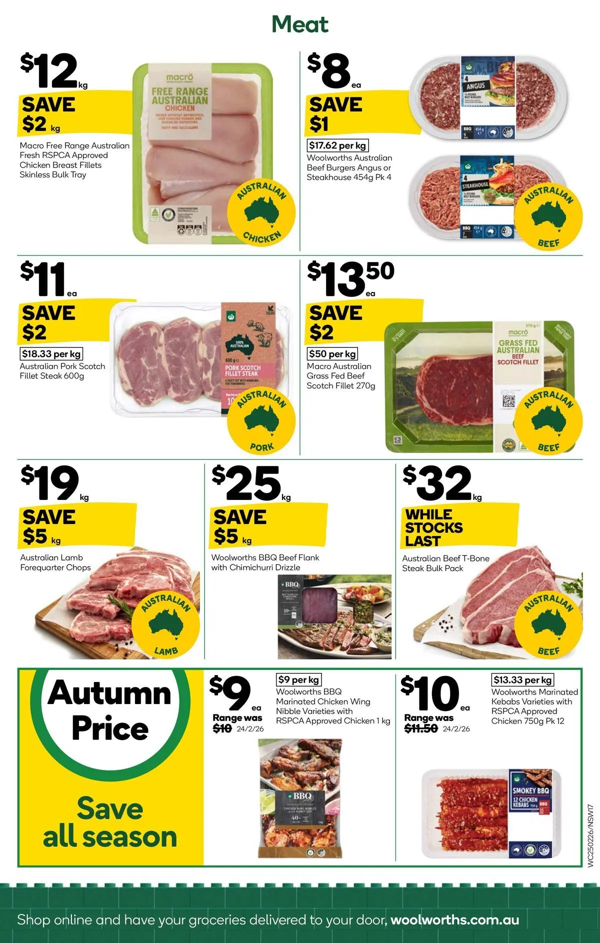 ﻿Woolworths catalogue valid from 24/02/2026 > Online Australia | Page: 15 | Products: Grass, Pork, Meat, Steak