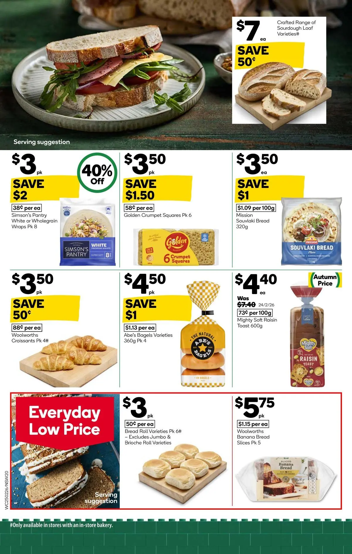 ﻿Woolworths catalogue valid from 24/02/2026 > Online Australia | Page: 18 | Products: Bagels, Bread