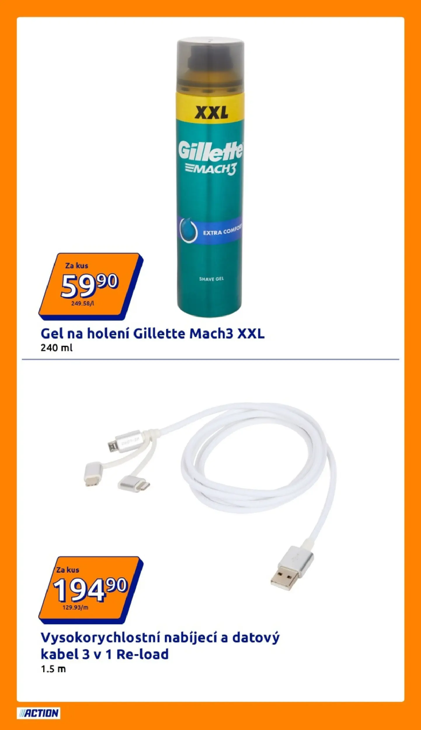 Action leták od 25.02.2026 - Akční leták online | Strana: 24 | Produkty: Gel na holení, Kabel, Gillette Mach3
