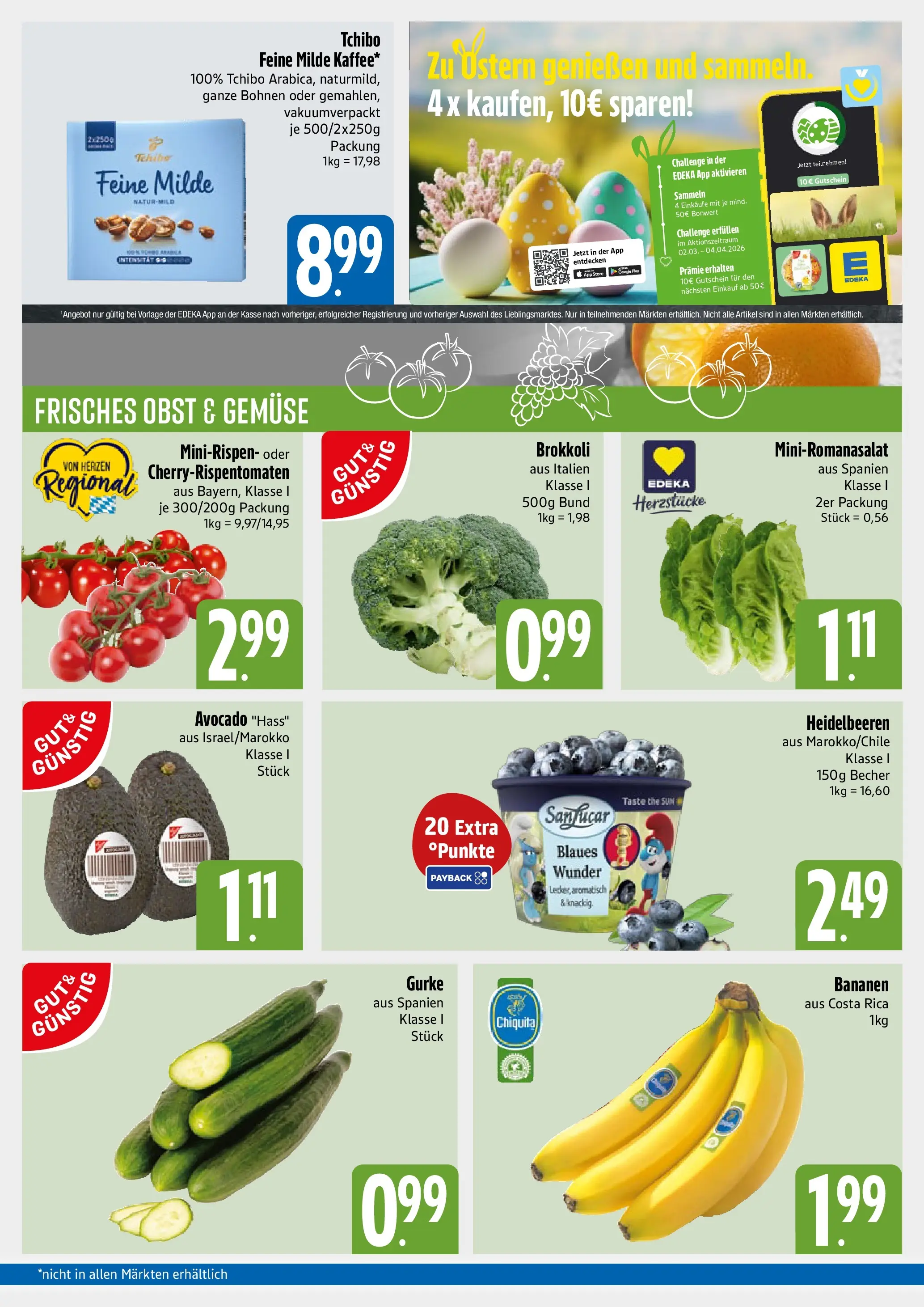 Angebote - E xpress: Wochenangebote (ab 01.03.2026) zum Blättern | Seite: 3 | Produkte: Bananen, Heidelbeeren, Gemüse, Obst