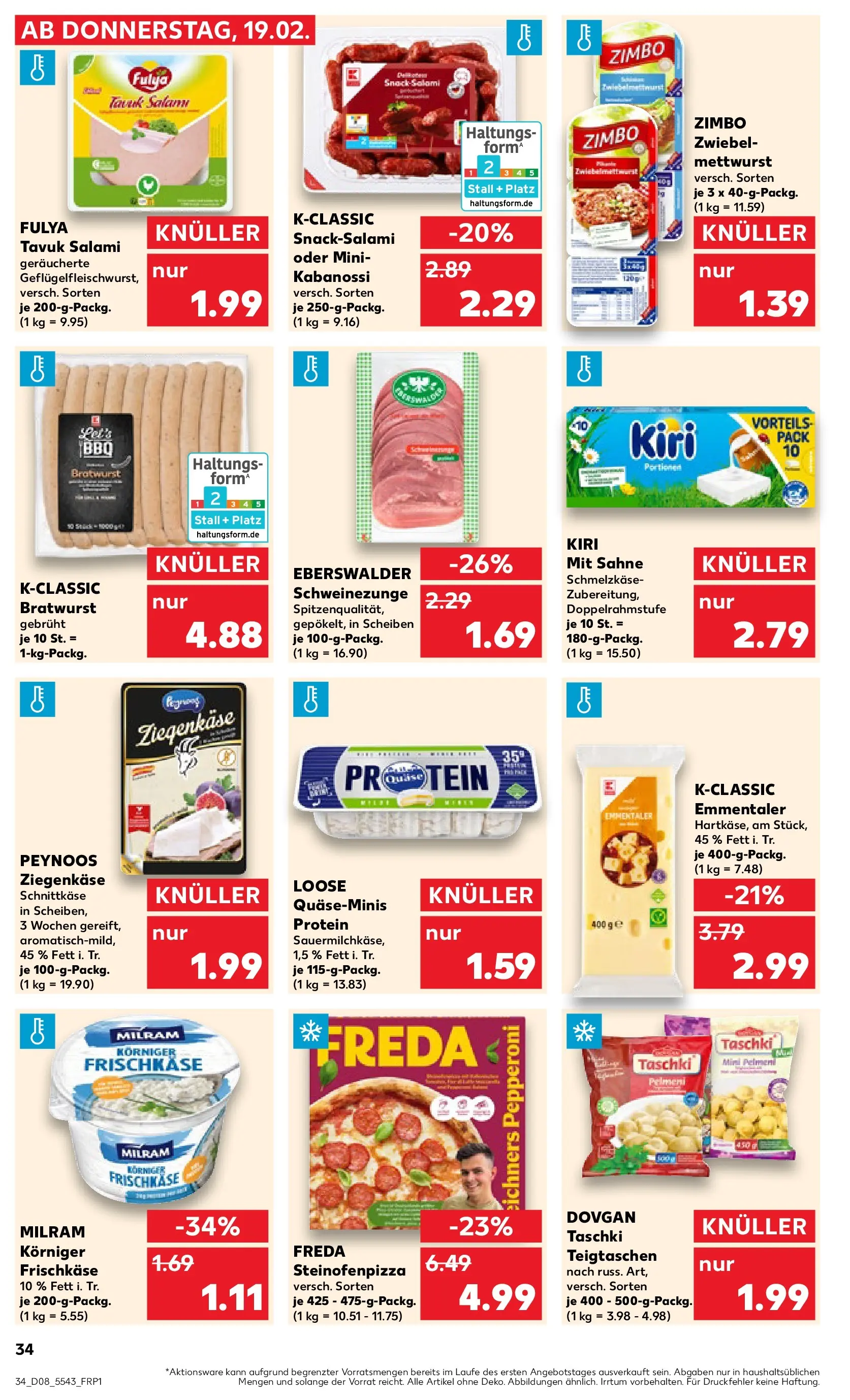 Prospekt Kaufland ab 22.02.2026 » Angebote Online zum Blättern | Seite: 34 | Produkte: Ziegenkäse, Milram, Salami, Pizza