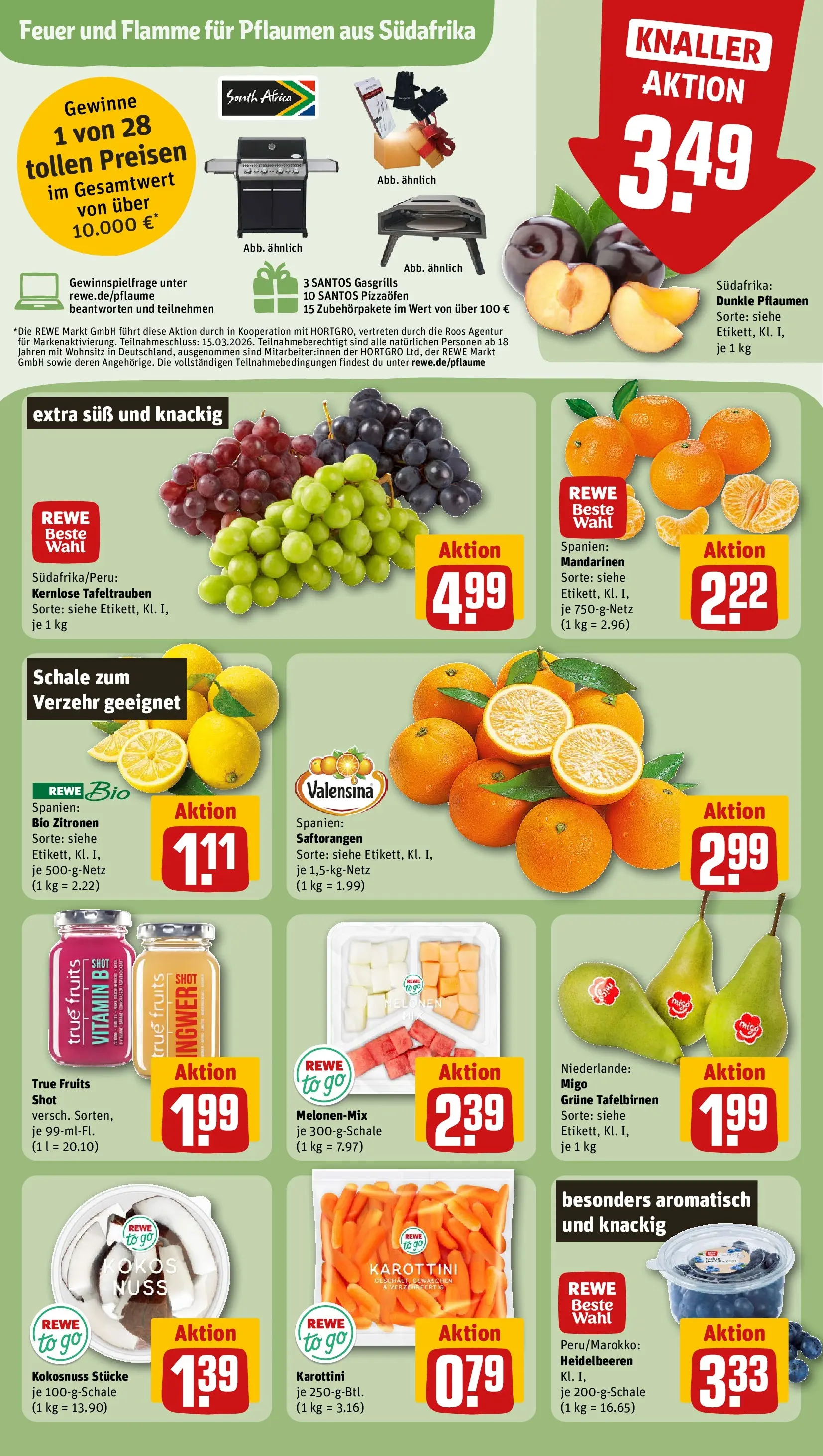 REWE Prospekt ab 01.03.2026 zum Blättern » Angebote | Seite: 6 | Produkte: Pflaumen, Mandarinen, Heidelbeeren, Zitronen