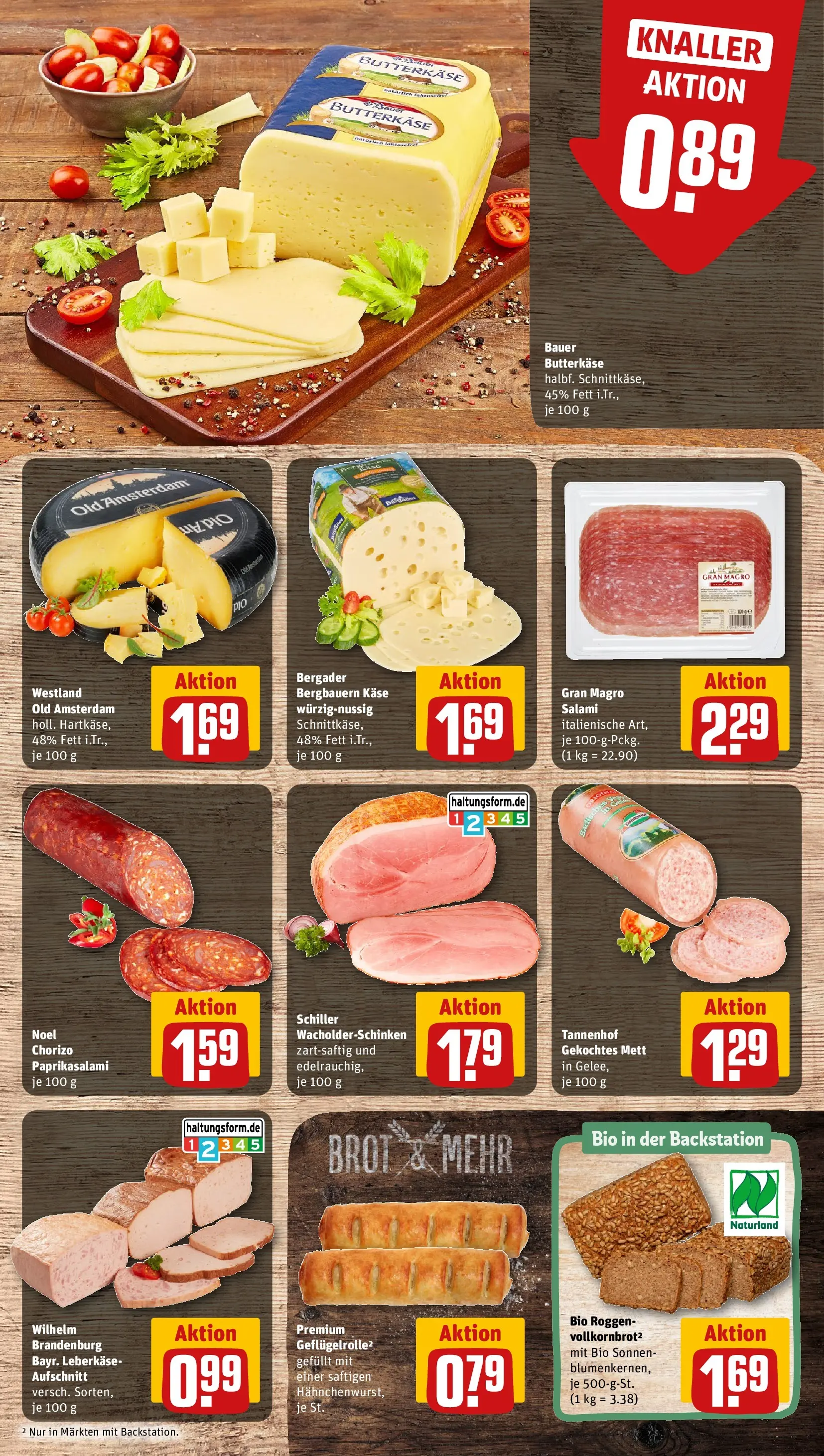 REWE Prospekt ab 01.03.2026 zum Blättern » Angebote | Seite: 9 | Produkte: Käse, Brot, Salami, Leberkase