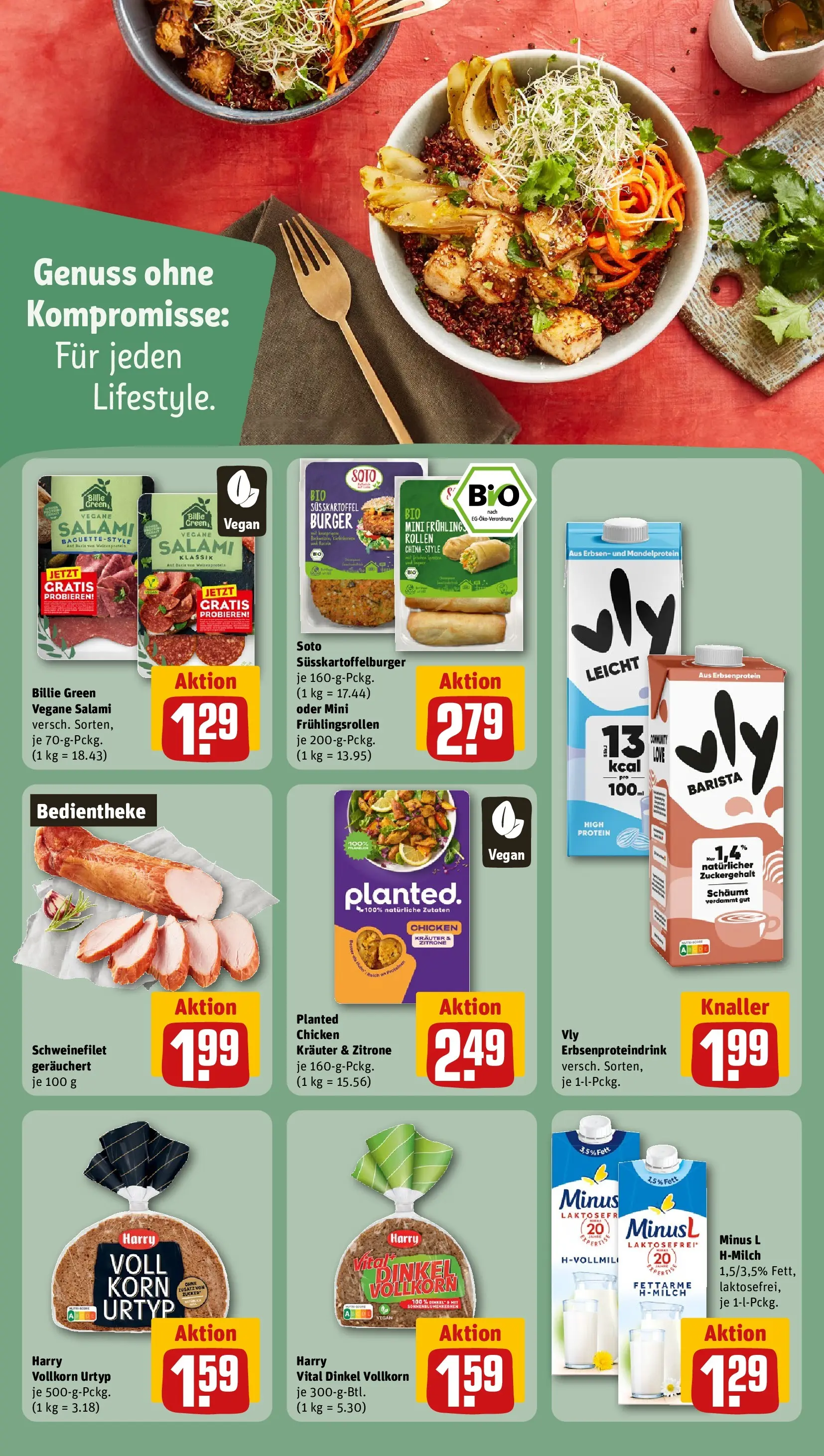 REWE Prospekt ab 01.03.2026 zum Blättern » Angebote | Seite: 19 | Produkte: Burger, Schweinefilet, Zitrone, Erbsen