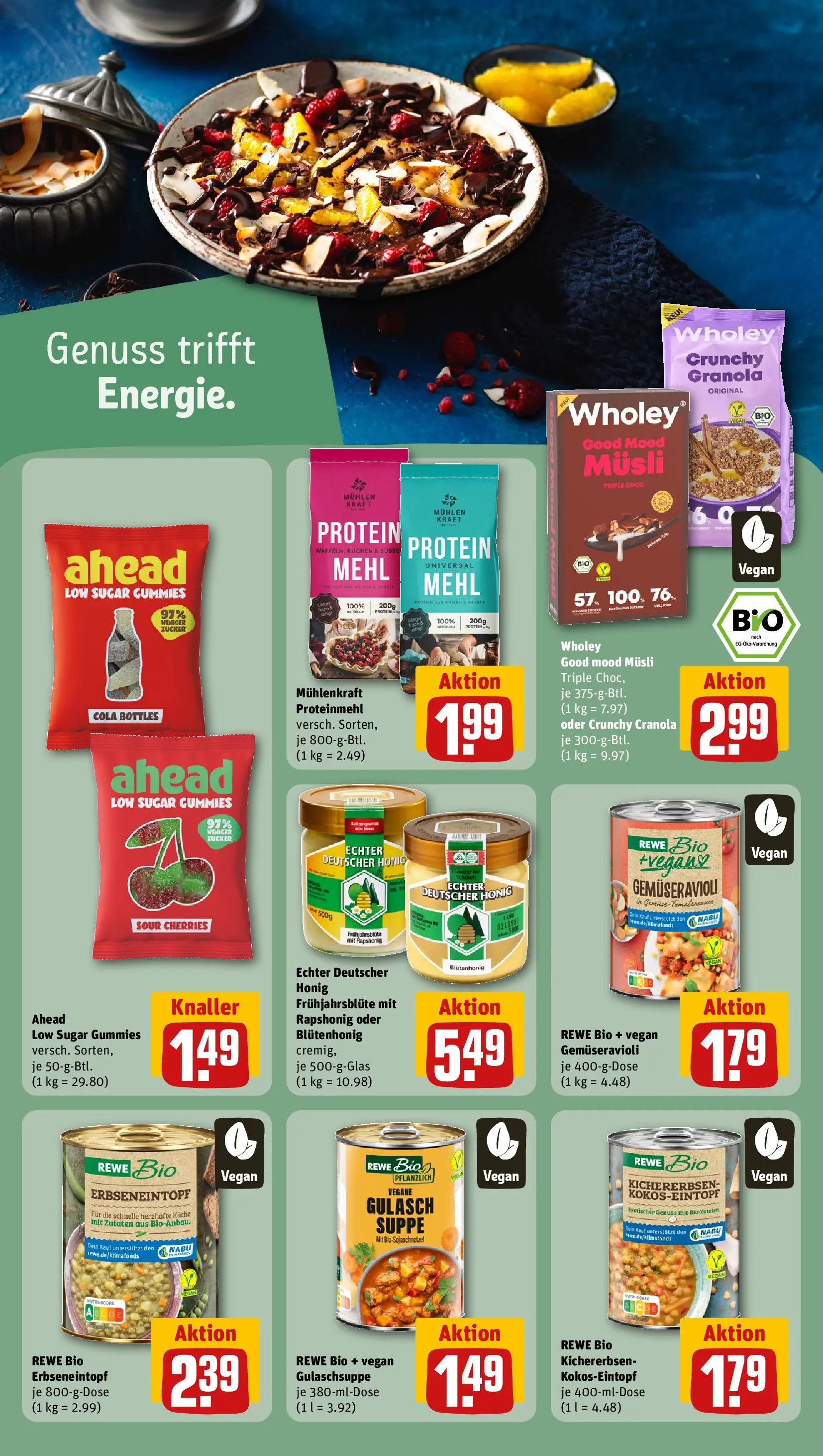 REWE Prospekt ab 01.03.2026 zum Blättern » Angebote | Seite: 20 | Produkte: Musli, Cola, Gulasch, Zucker