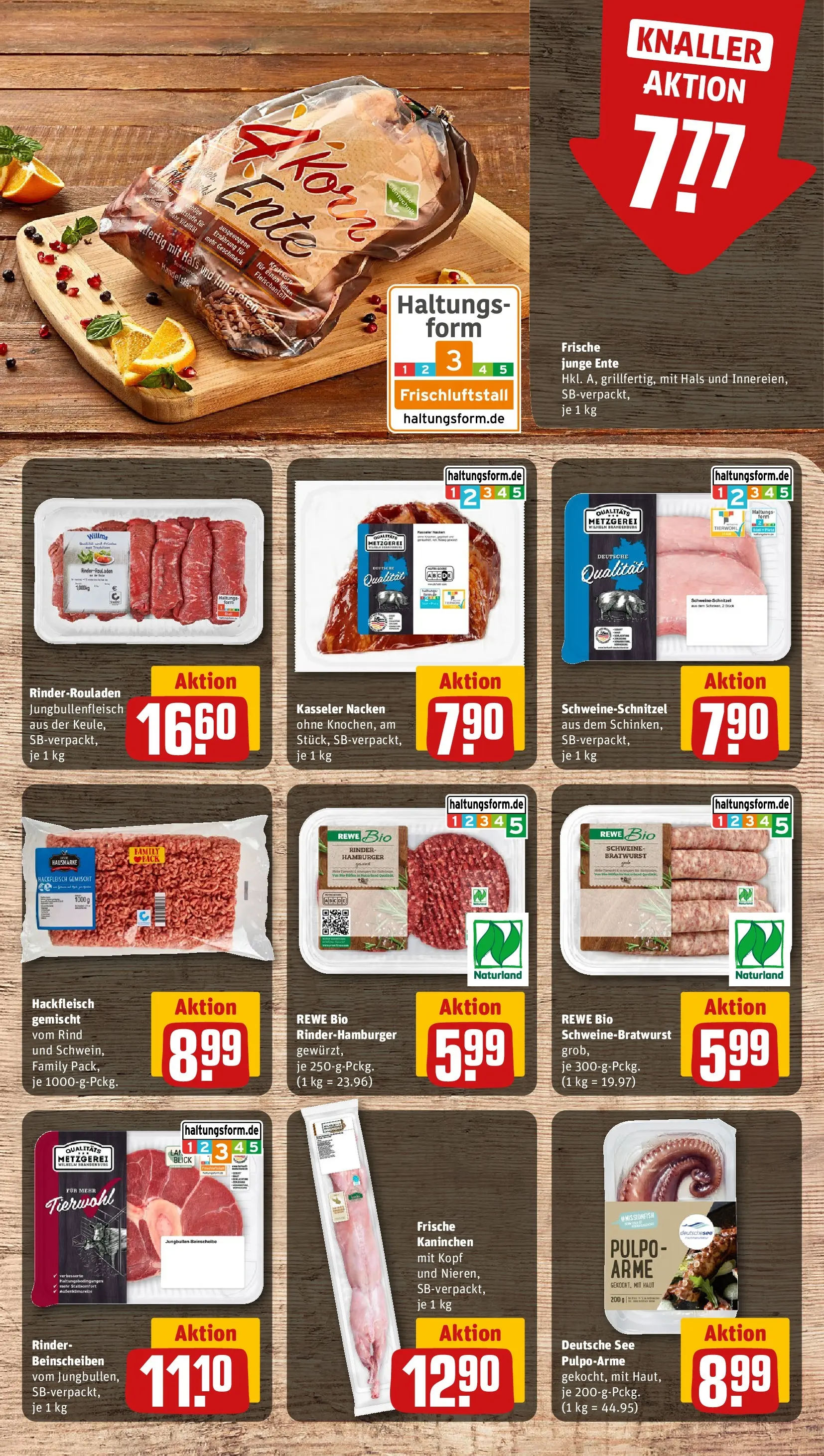 REWE Prospekt ab 01.03.2026 zum Blättern » Angebote | Seite: 8 | Produkte: Rinderrouladen, Kaninchen, Bratwurst, Ente