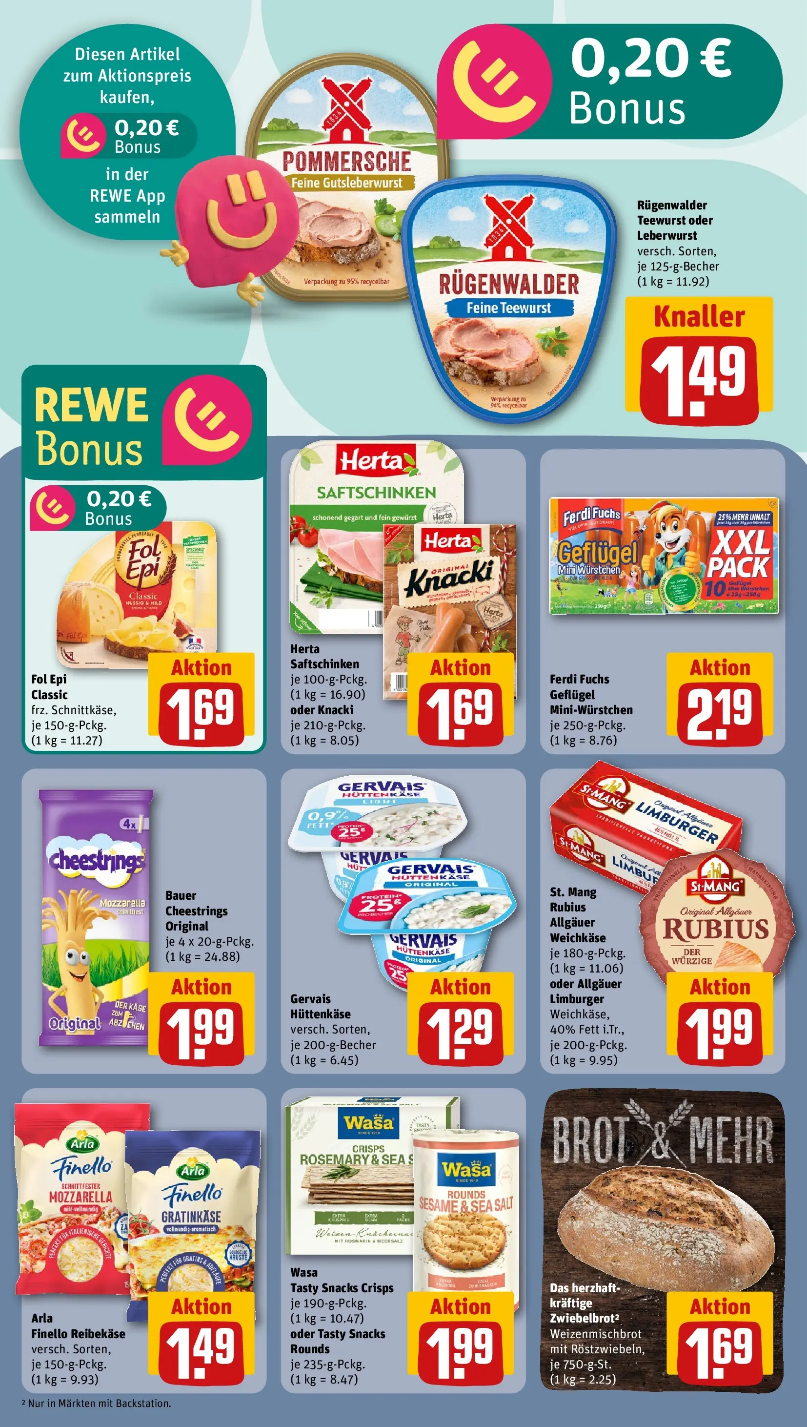 REWE Prospekt ab 01.03.2026 zum Blättern » Angebote | Seite: 16 | Produkte: Mozzarella, Brot, Reibekase, Hüttenkäse