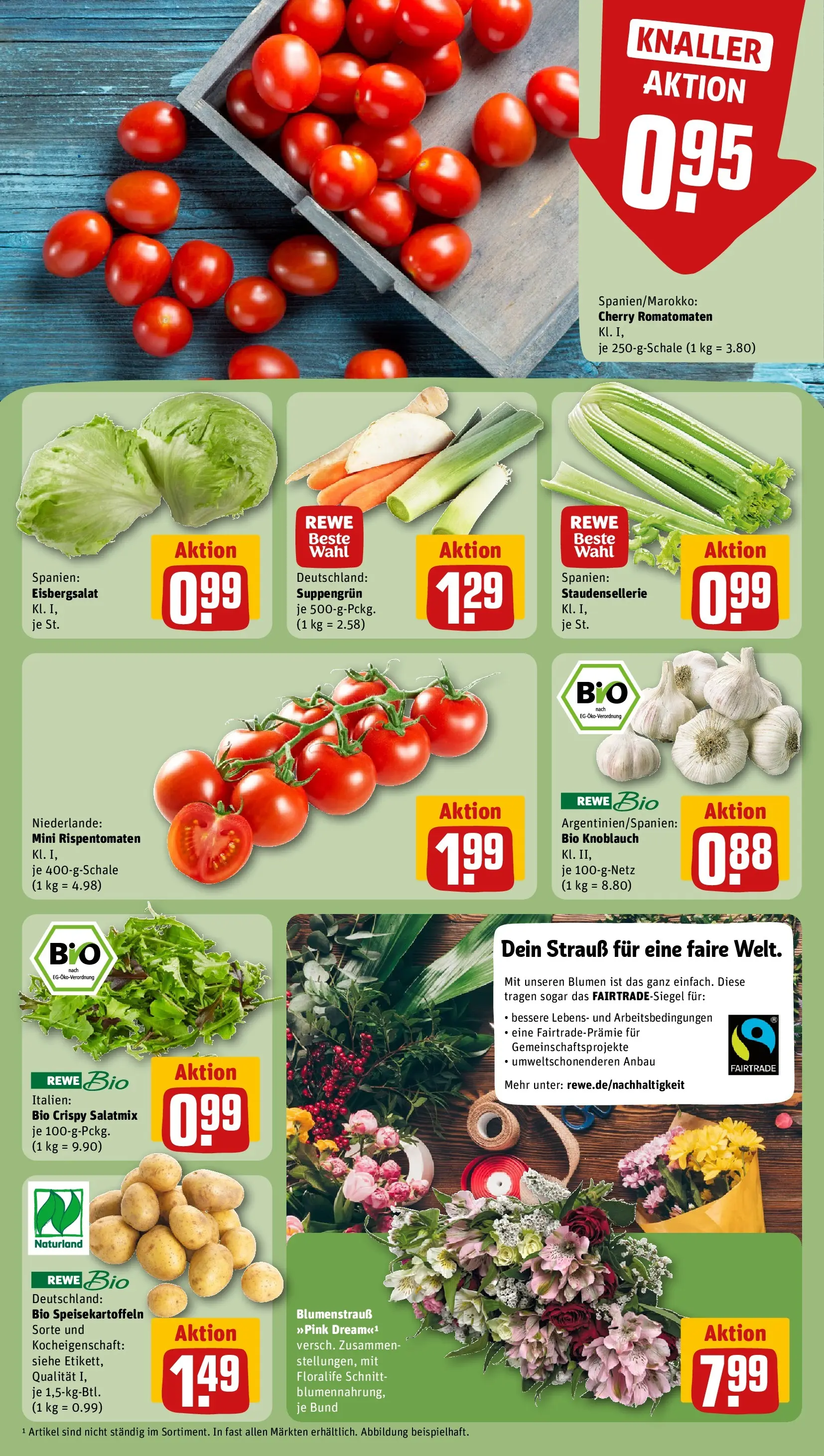 REWE Prospekt ab 01.03.2026 zum Blättern » Angebote | Seite: 7 | Produkte: Blumen, Eisbergsalat, Knoblauch