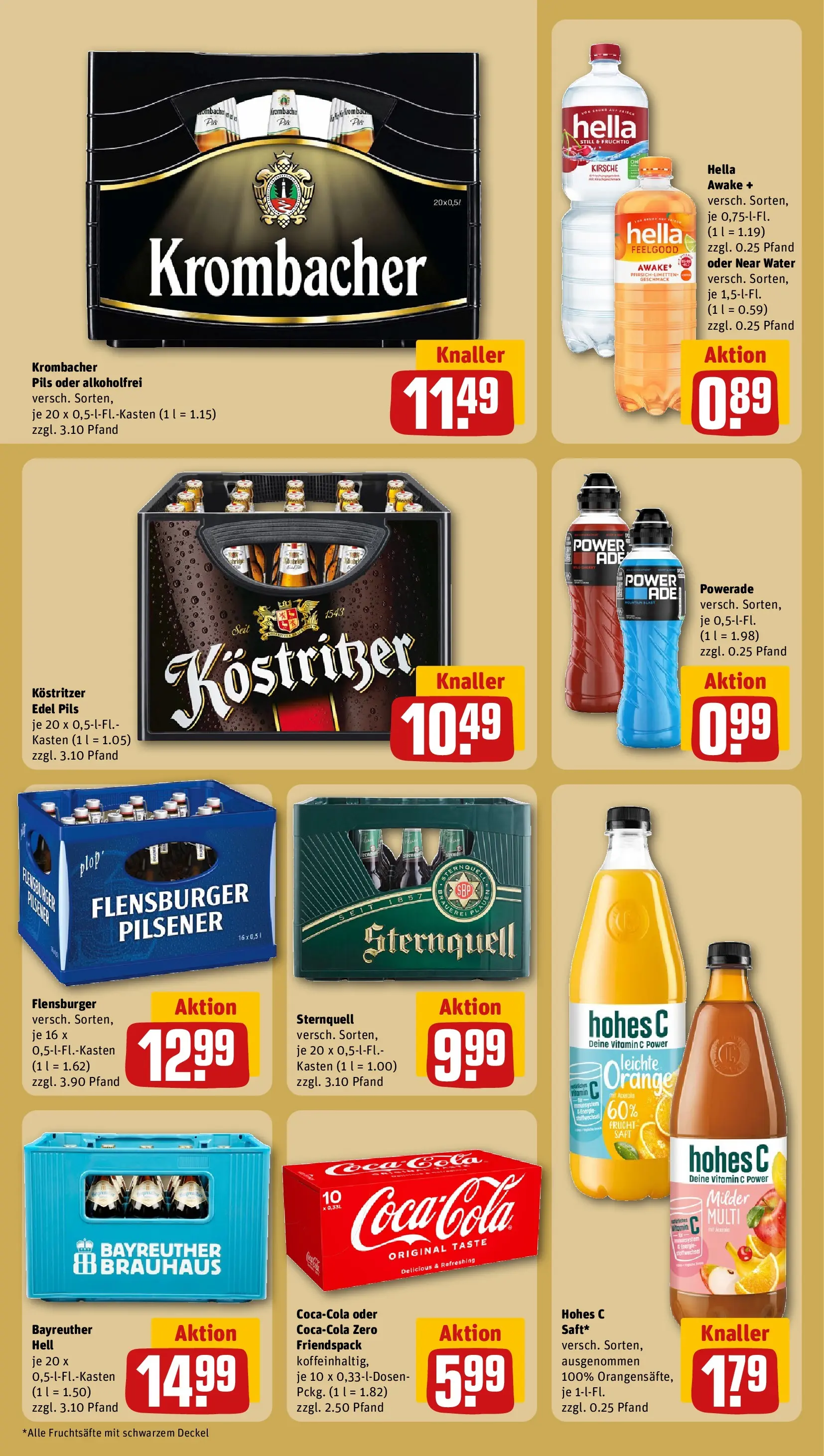 REWE Prospekt ab 01.03.2026 zum Blättern » Angebote | Seite: 24 | Produkte: Bayreuther hell, Flensburger, Powerade, Krombacher
