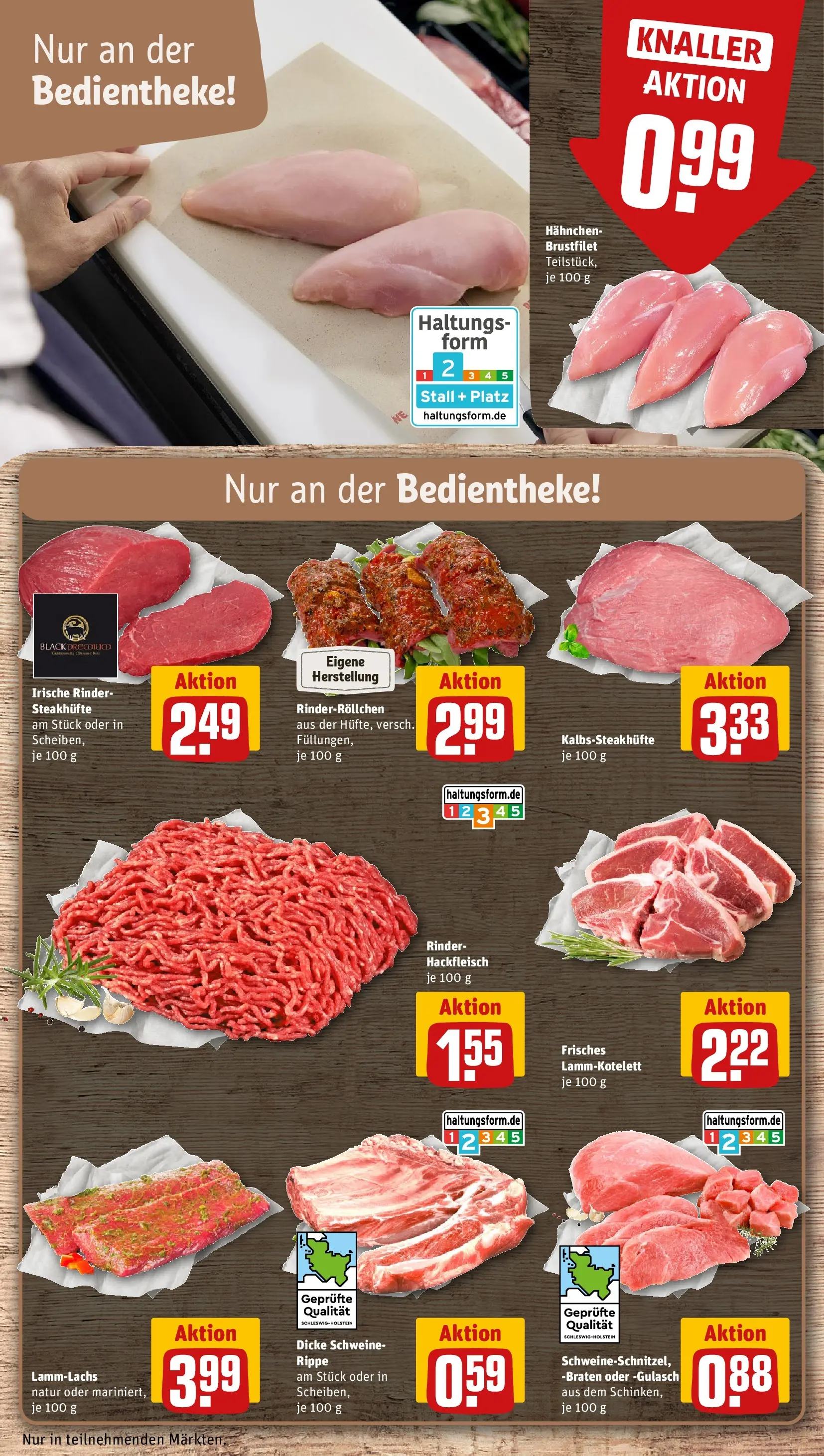 REWE Prospekt ab 01.03.2026 zum Blättern » Angebote | Seite: 10 | Produkte: Hahnchen, Gulasch, Steak, Hackfleisch