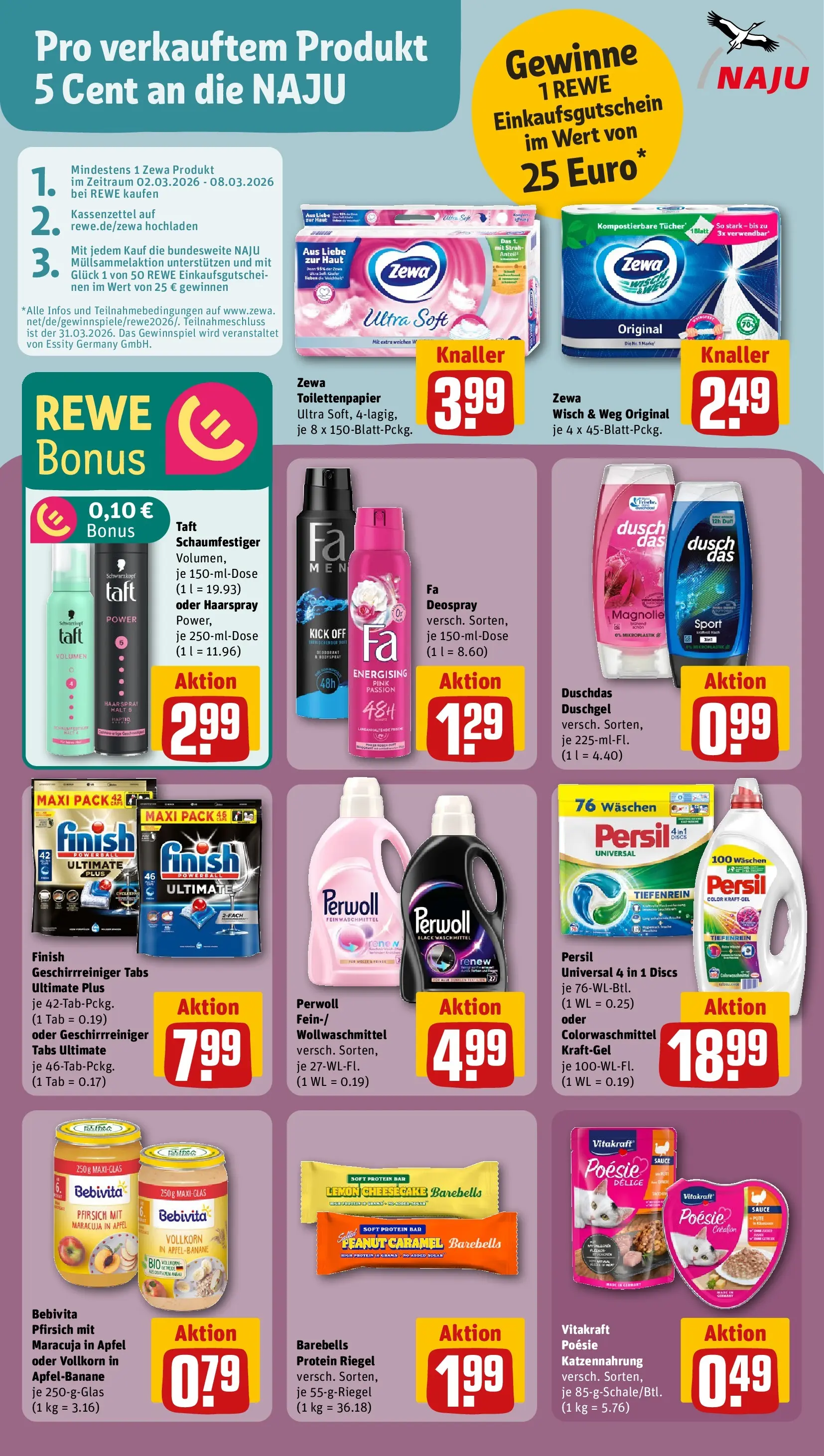 REWE Prospekt ab 01.03.2026 zum Blättern » Angebote | Seite: 28 | Produkte: Finish, Haarspray, Shower Gel, Deospray