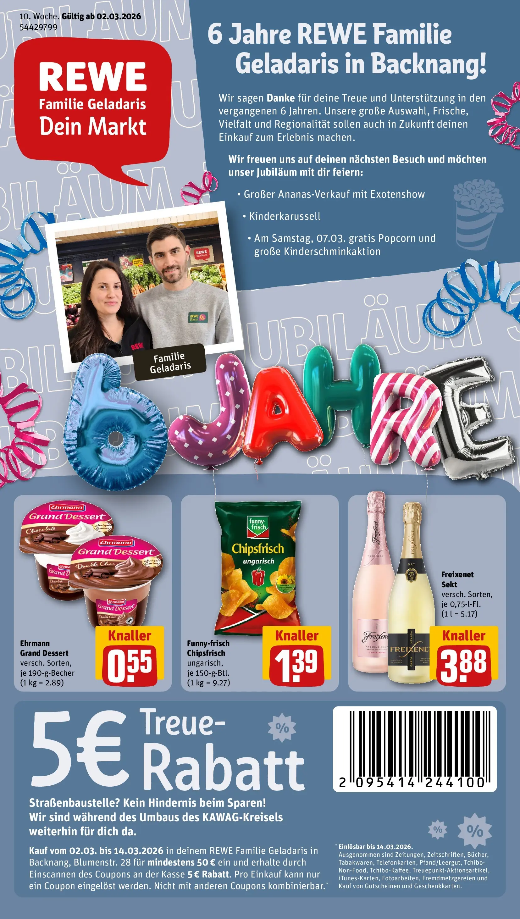 REWE Prospekt ab 02.03.2026 zum Blättern » Angebote | Seite: 1 | Produkte: Freixenet, Ehrmann grand dessert, Sekt, Chips