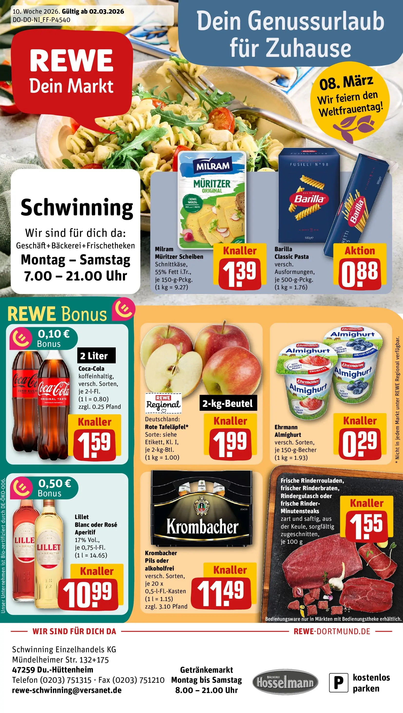 REWE Prospekt ab 02.03.2026 zum Blättern » Angebote | Seite: 1 | Produkte: Barilla, Pils, Lillet, Pasta