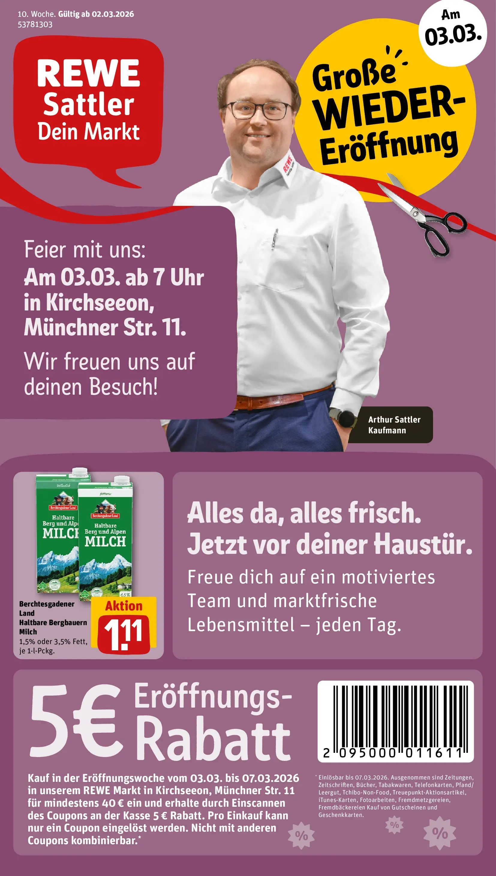 REWE Prospekt ab 02.03.2026 zum Blättern » Angebote | Seite: 1 | Produkte: Ehrmann almighurt, Lillet, Milram, Pasta