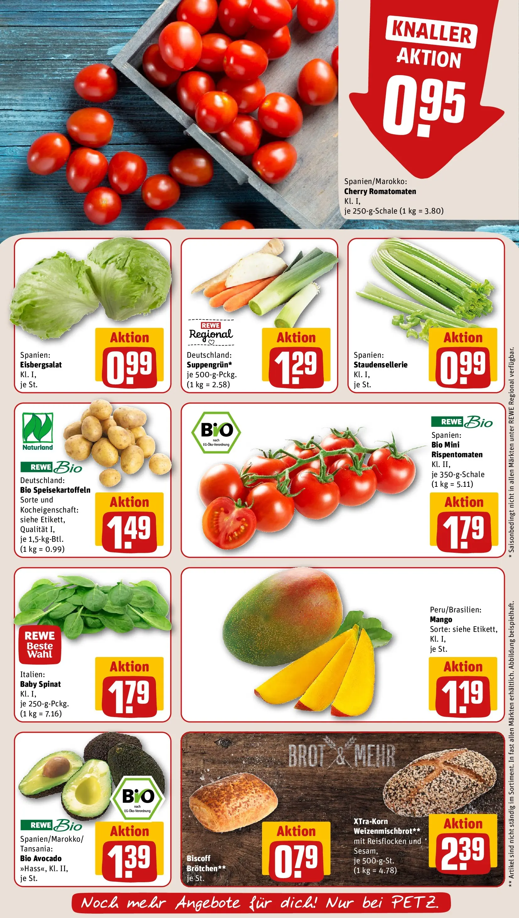 REWE Prospekt ab 02.03.2026 zum Blättern » Angebote | Seite: 9 | Produkte: Eisbergsalat, Avocado, Mango, Brot