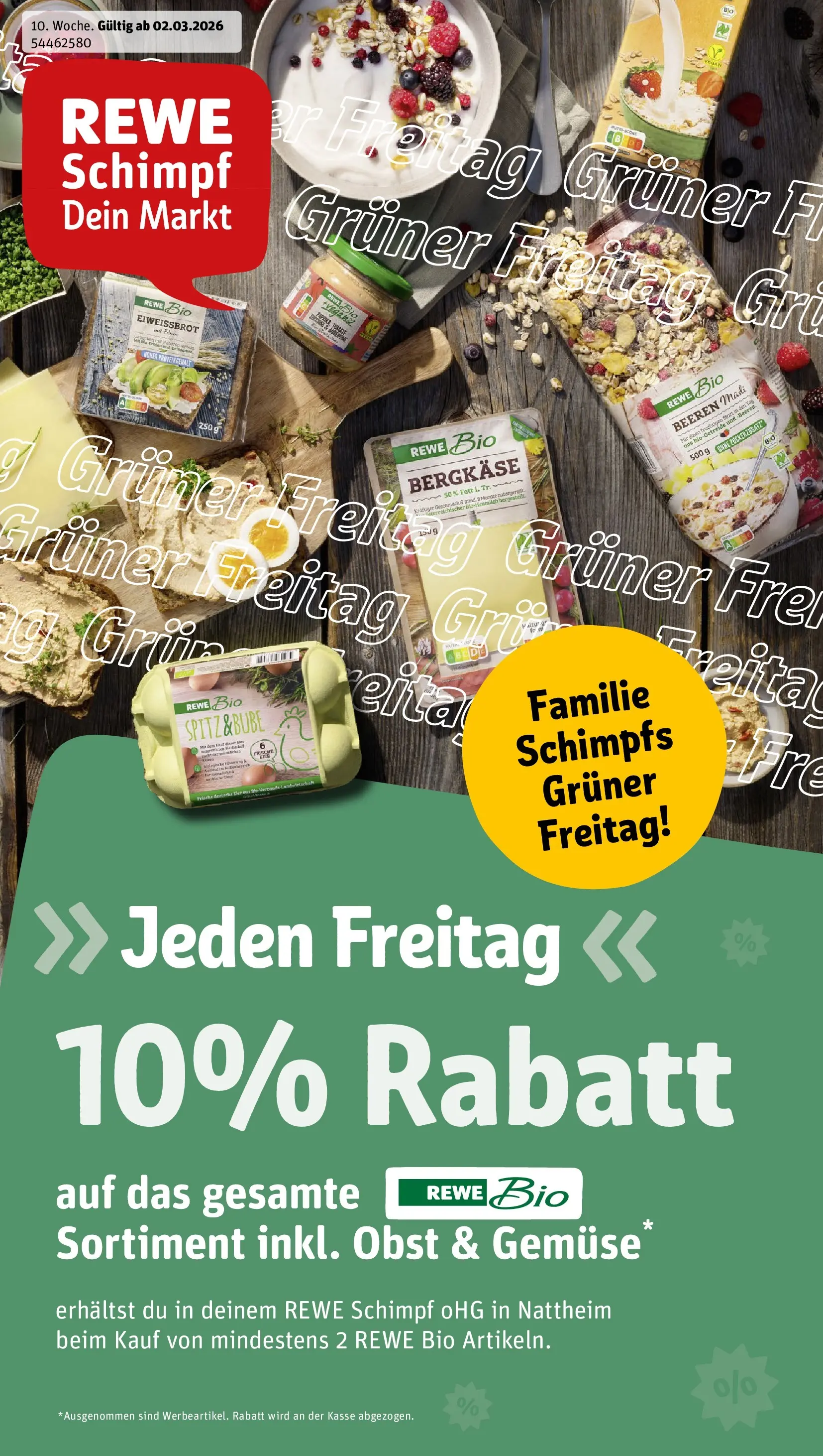 REWE Prospekt ab 02.03.2026 zum Blättern » Angebote | Seite: 1 | Produkte: Musli, Eier, Gemüse, Obst