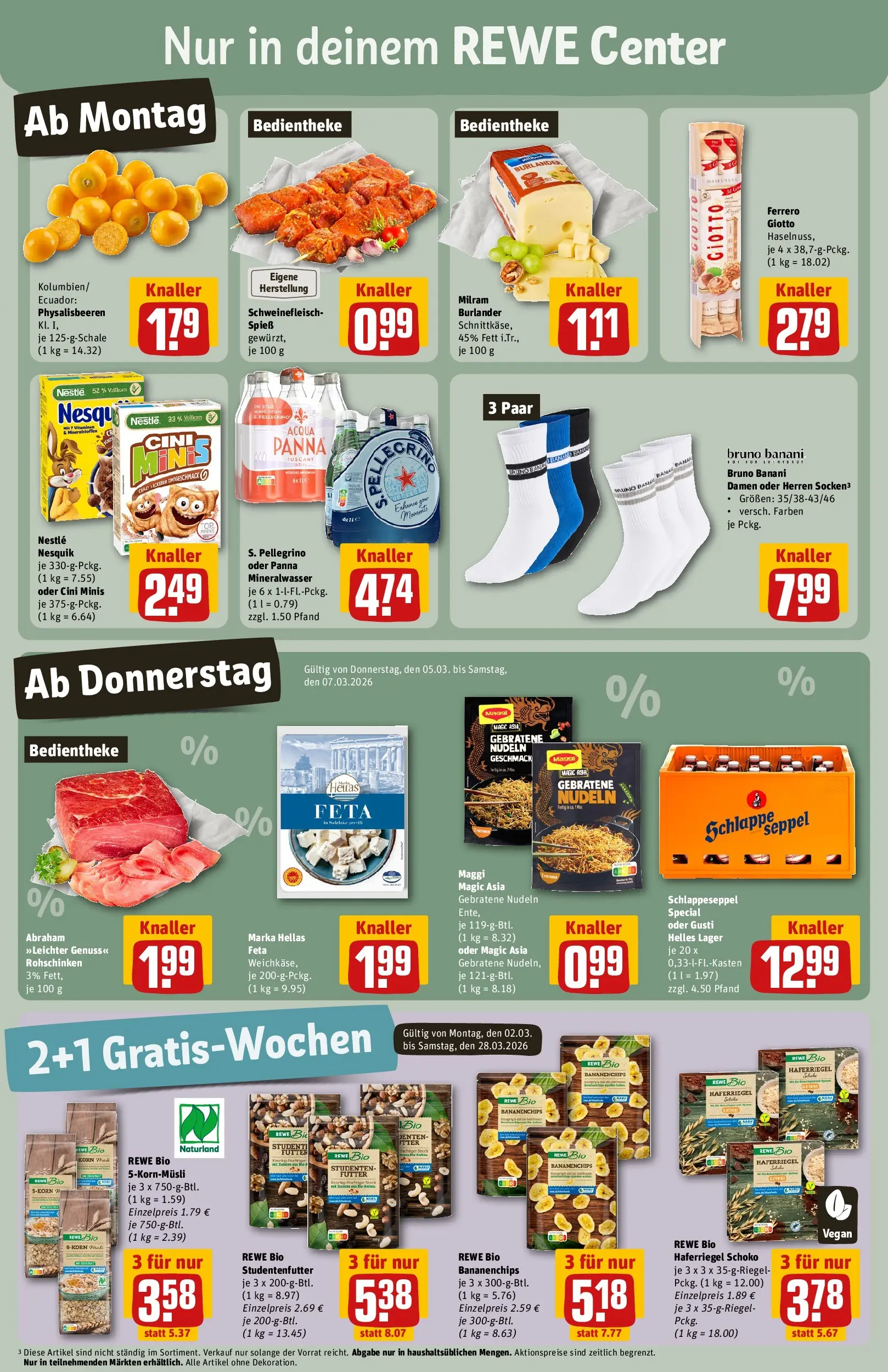 REWE Prospekt ab 02.03.2026 zum Blättern » Angebote | Seite: 3 | Produkte: Maggi, Mineralwasser, Nudeln, Chips