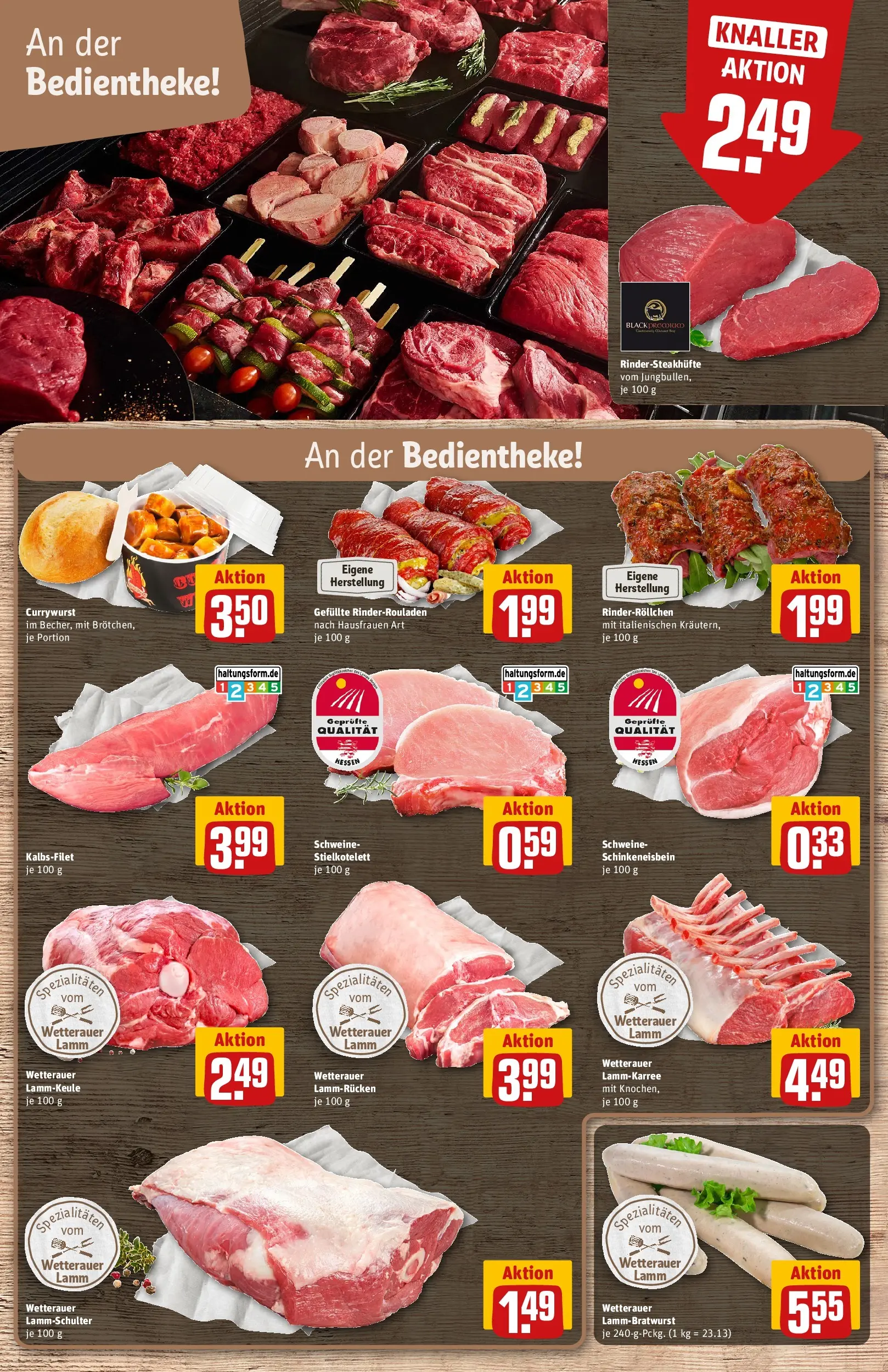 REWE Prospekt ab 02.03.2026 zum Blättern » Angebote | Seite: 9 | Produkte: Rinderrouladen, Lammkeule, Steak