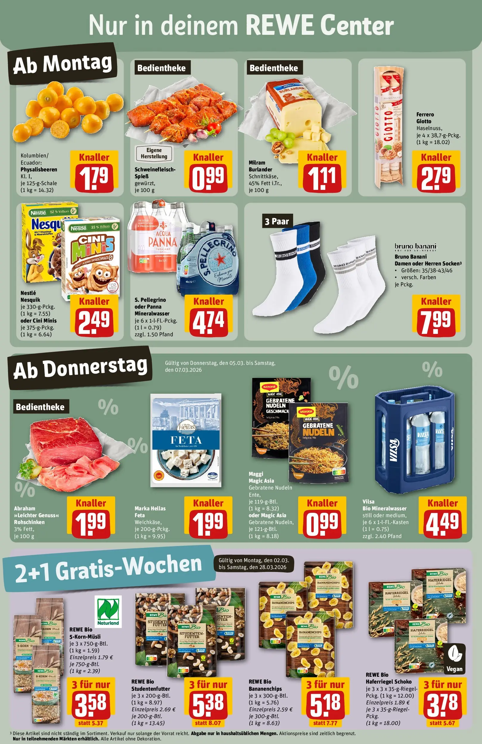 REWE Prospekt ab 02.03.2026 zum Blättern » Angebote | Seite: 3 | Produkte: Maggi, Mineralwasser, Schweinefleisch, Chips